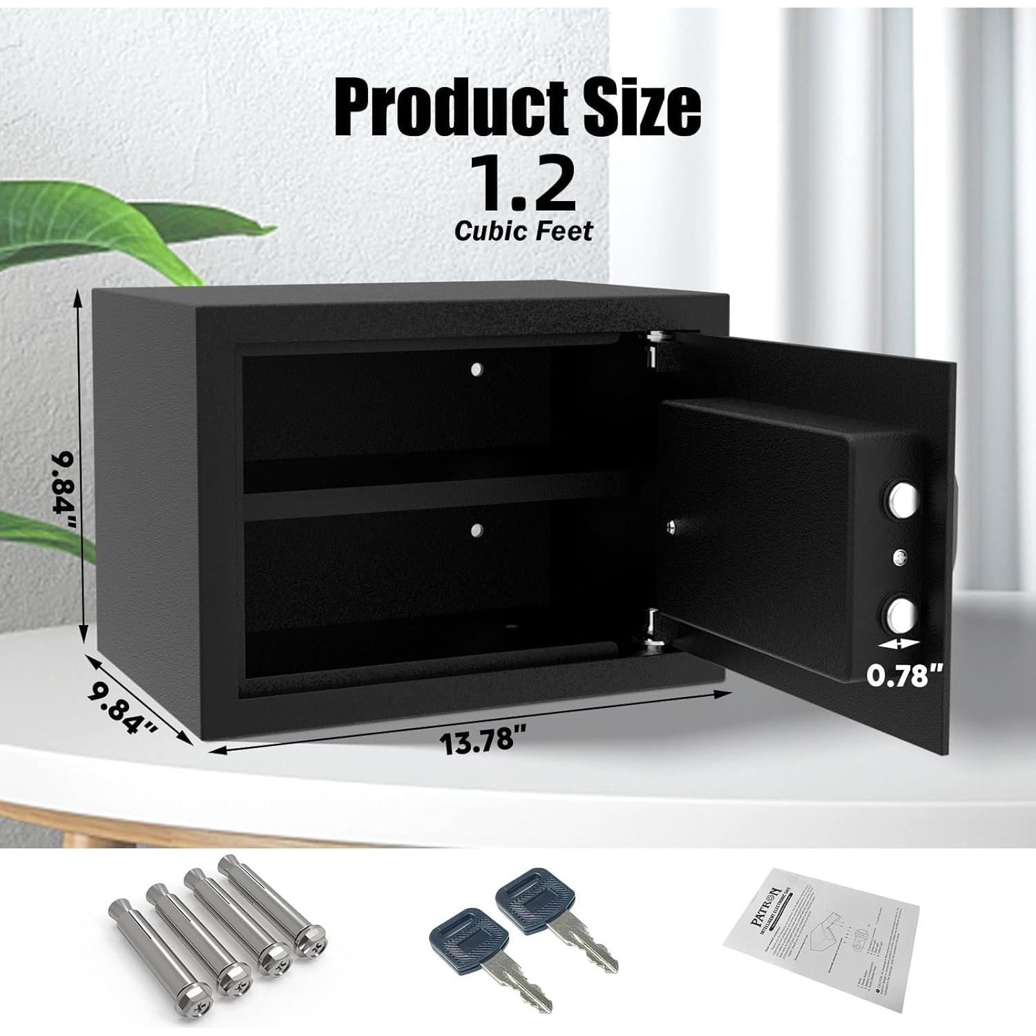 Caja Fuerte PATRON 1.2 Pies cúbicos con Alarma y Bolsa Fuego