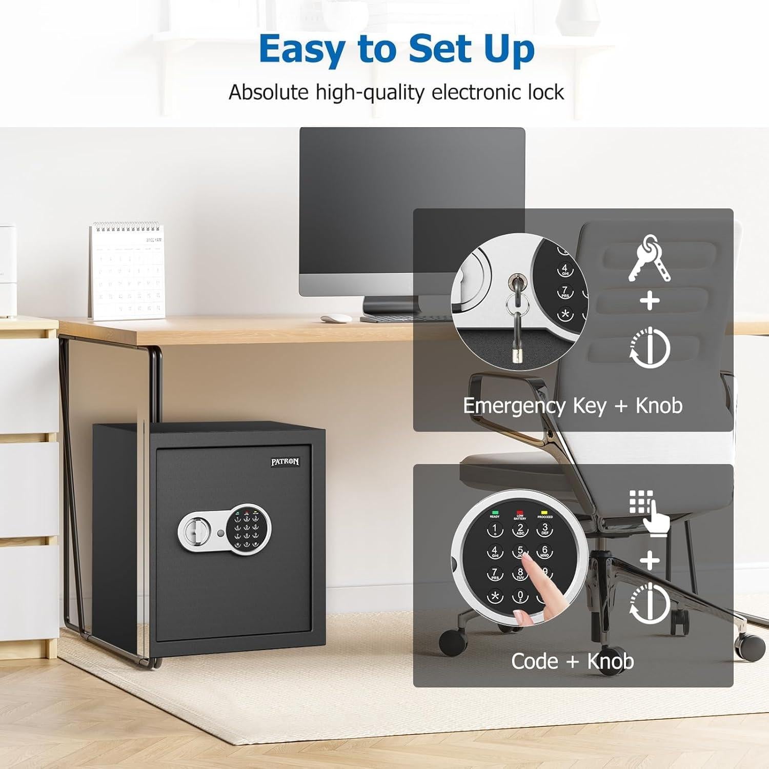 Caja Fuerte Ignífuga PATRON 2.3 Pies³ con Soporte para 4 Armas