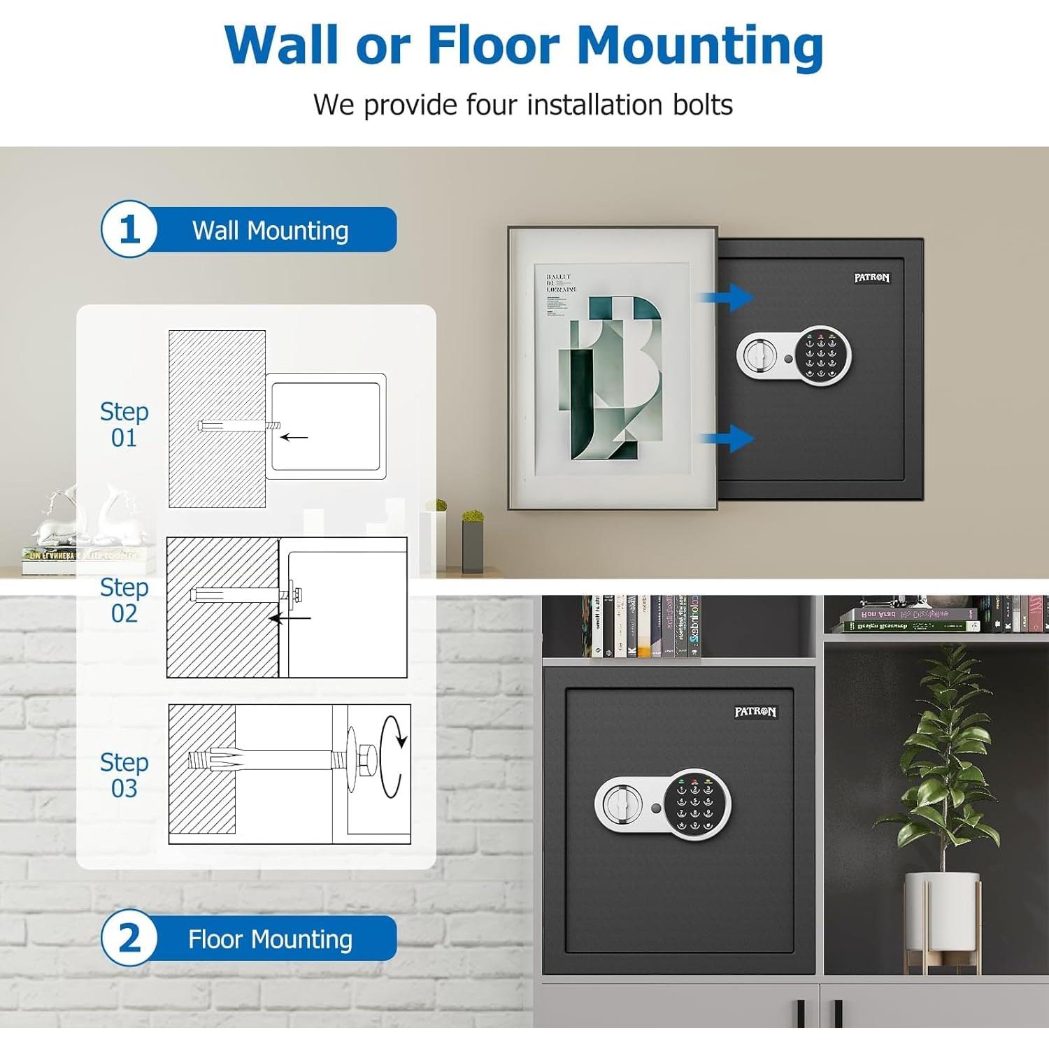 Caja Fuerte Ignífuga PATRON 2.3 Pies³ con Soporte para 4 Armas