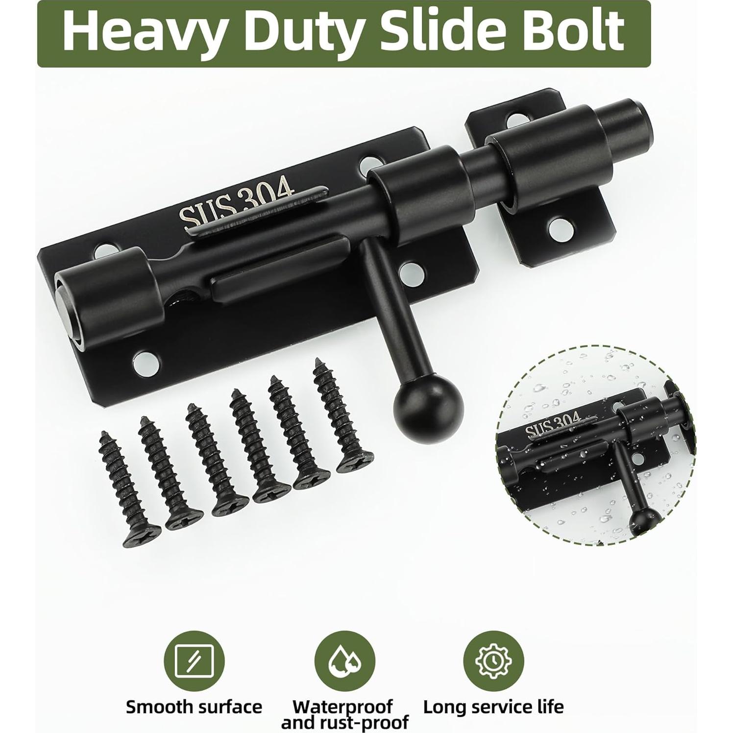 Pestillo Deslizante Alise de Acero Inoxidable 10cm Negro