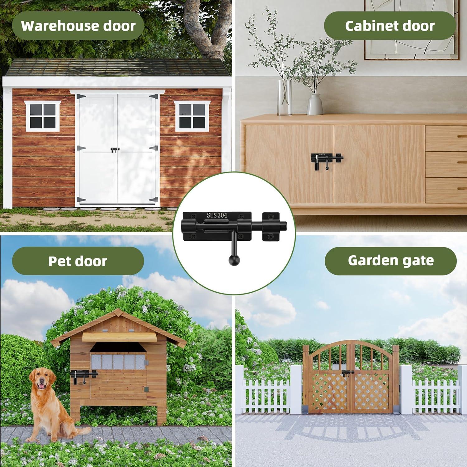 Pestillo Deslizante Alise de Acero Inoxidable 10cm Negro