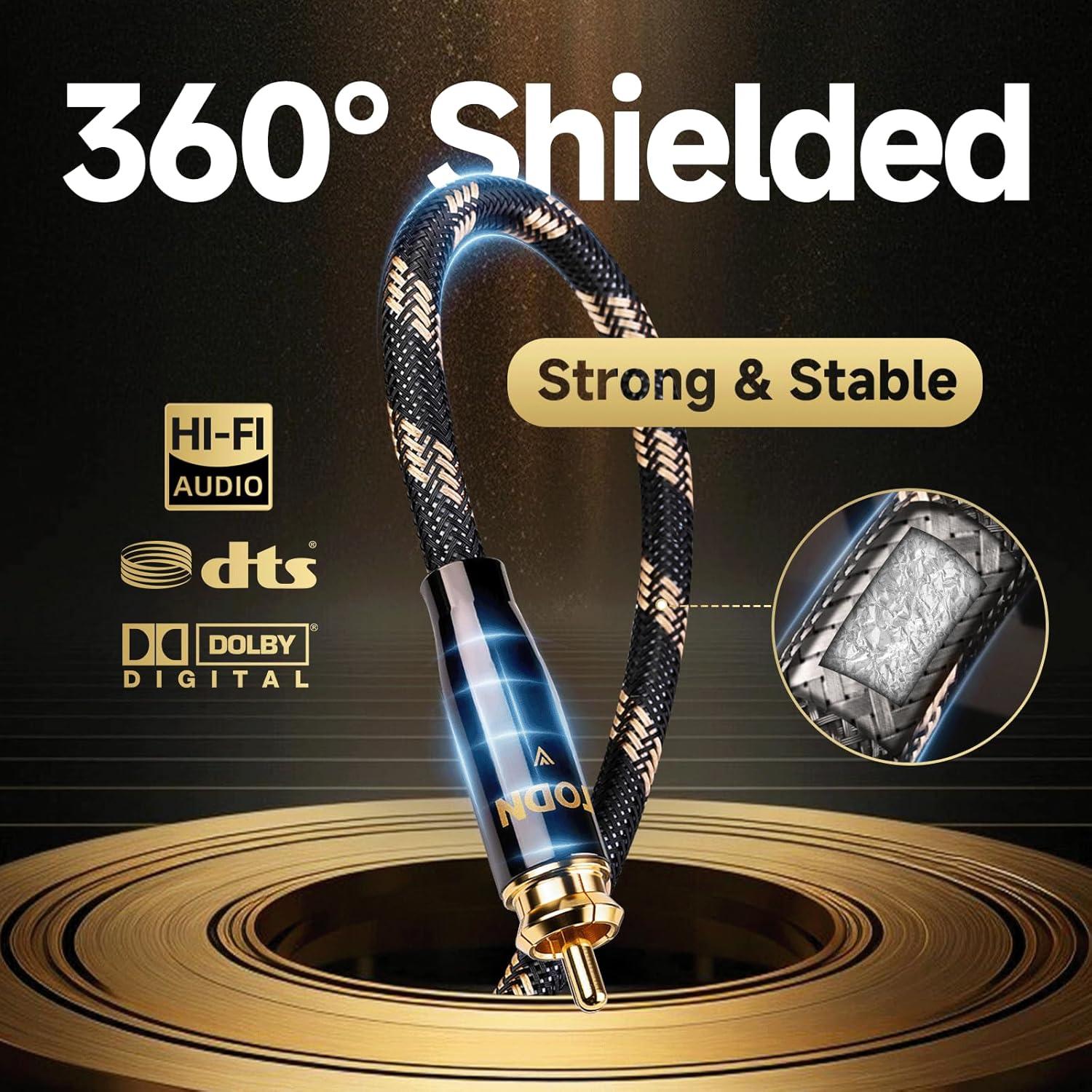 Cable de Audio Coaxial Digital TODN 1m 75 Ohm SPDIF HiFi