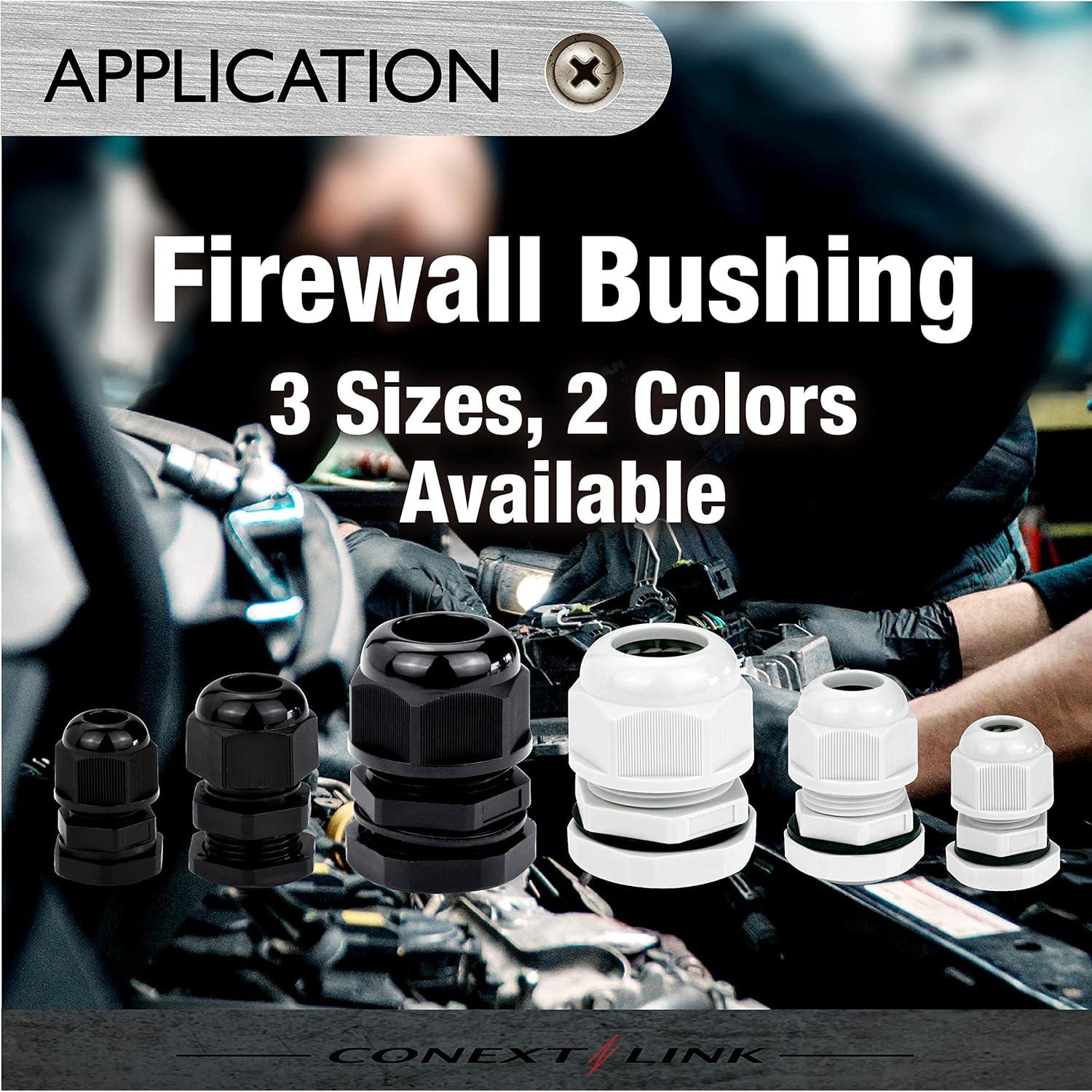 Bushing a Prueba de Agua IP68 Conext Link 5pcs Nylon Negro