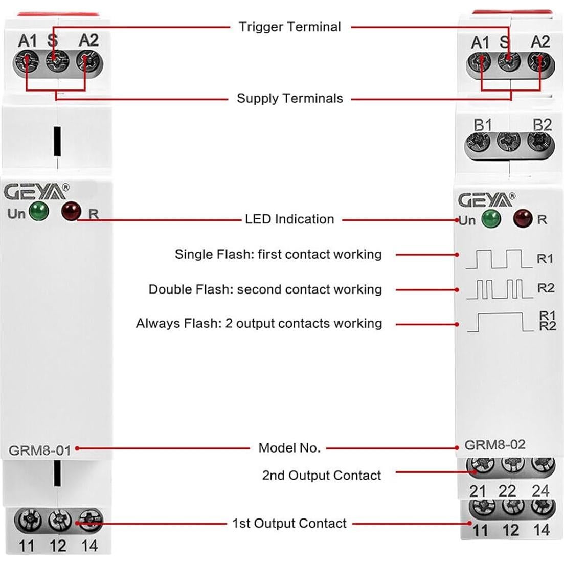 Relé de Impulso GEYA GRM8-01 16A Montaje en Riel DIN