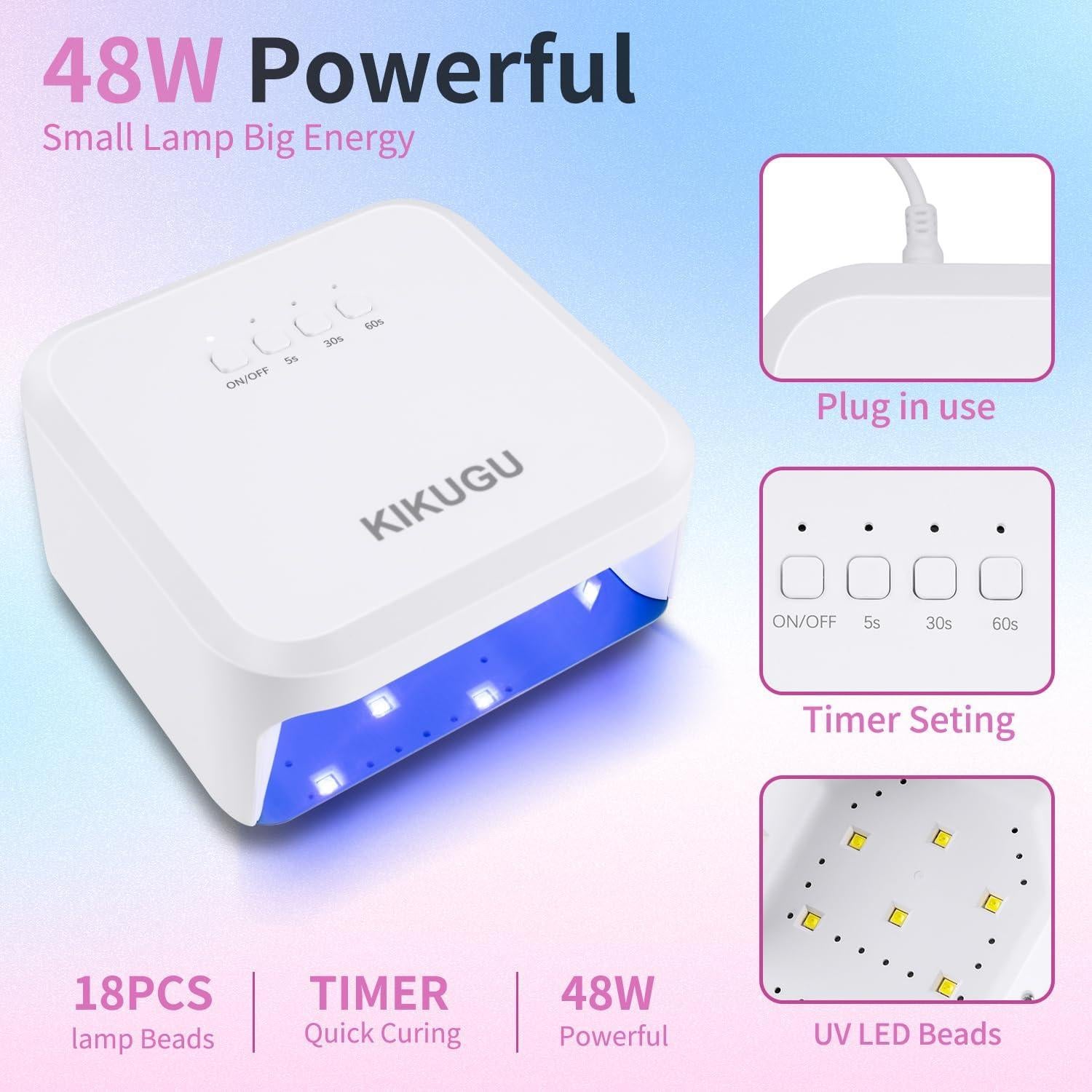 Lámpara UV LED para Uñas de Gel Kikugu H11, Secado Rápido