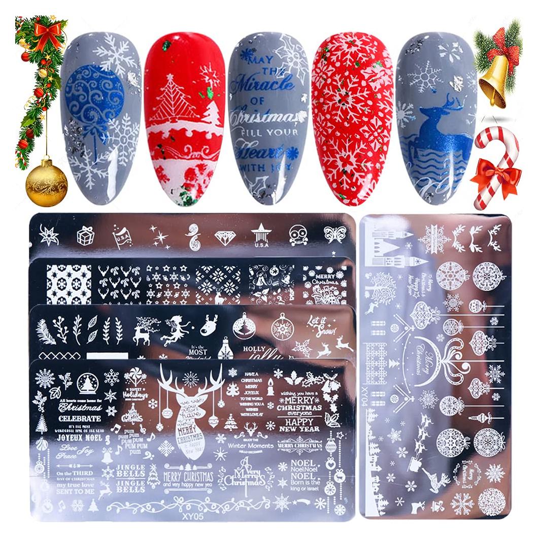 Kit de Estampado de Uñas de Navidad Qdsuh - 5 Piezas