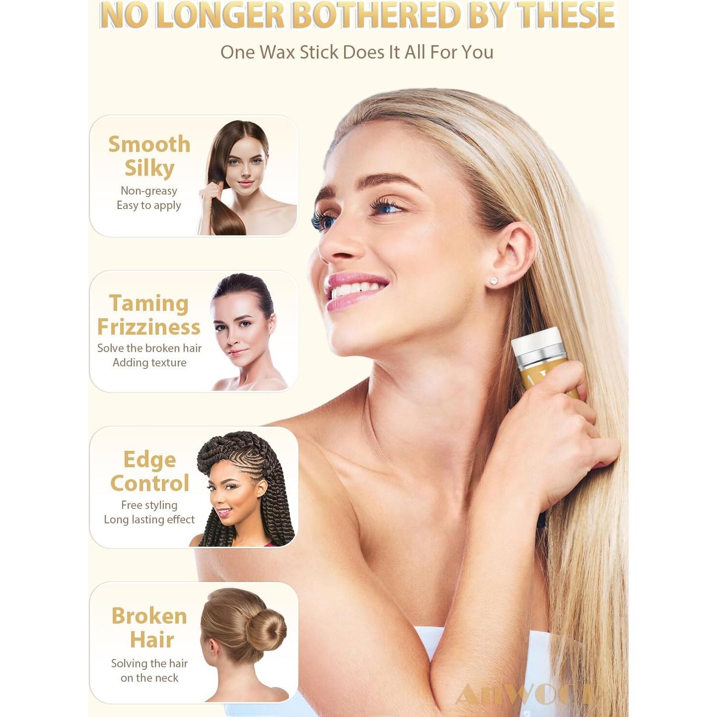 Kit de Estilo de Cabello AnWoor: Cera, Cepillo y Peine 4 Piezas