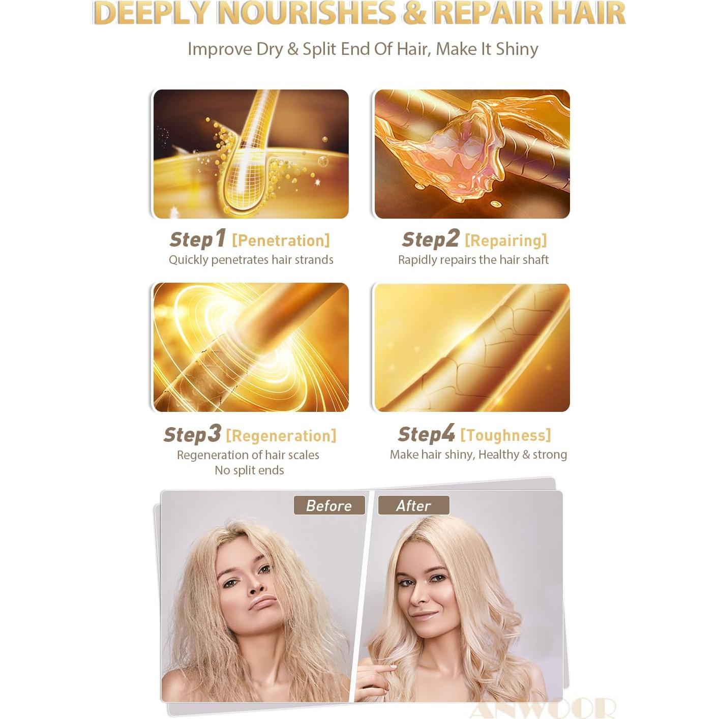 Kit de Estilo de Cabello AnWoor: Cera, Cepillo y Peine 4 Piezas