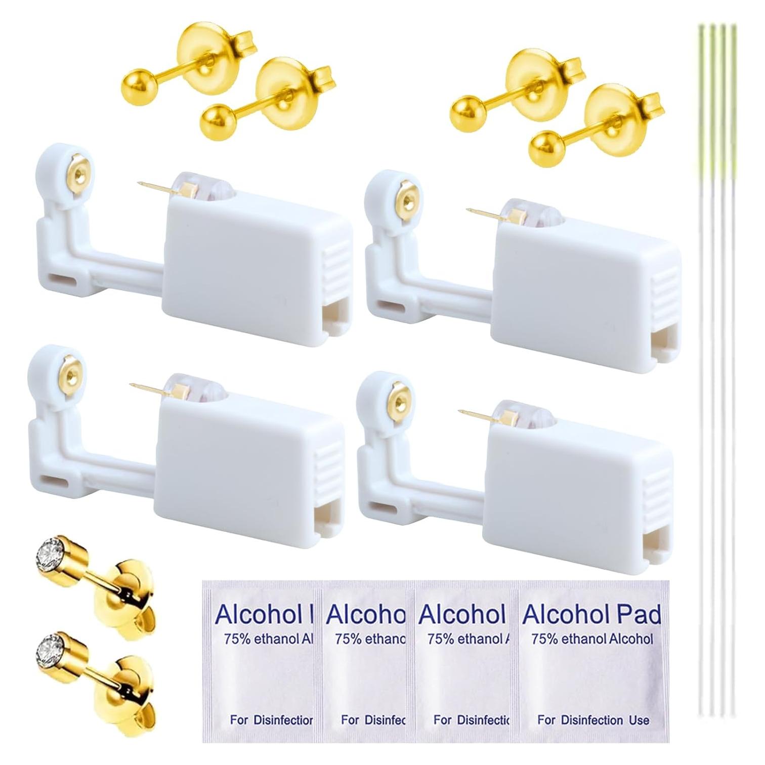 Kit de Perforación de Orejas 18 PCS - Pistola y Aretes de Oro