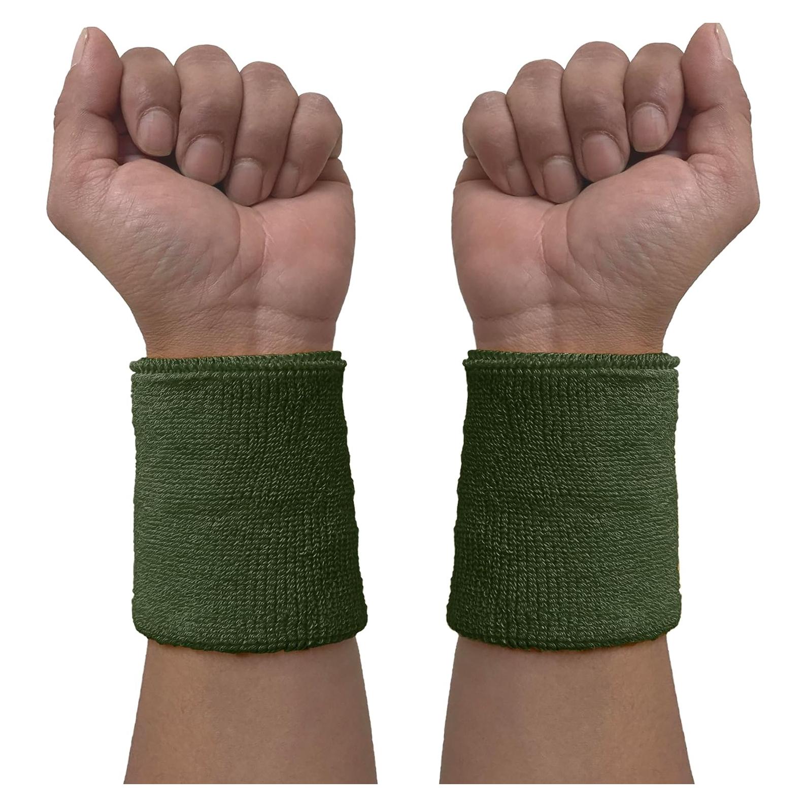Muñequera Deportiva Couver WB104-MIX Algodón Verde Ejercito 1 Par