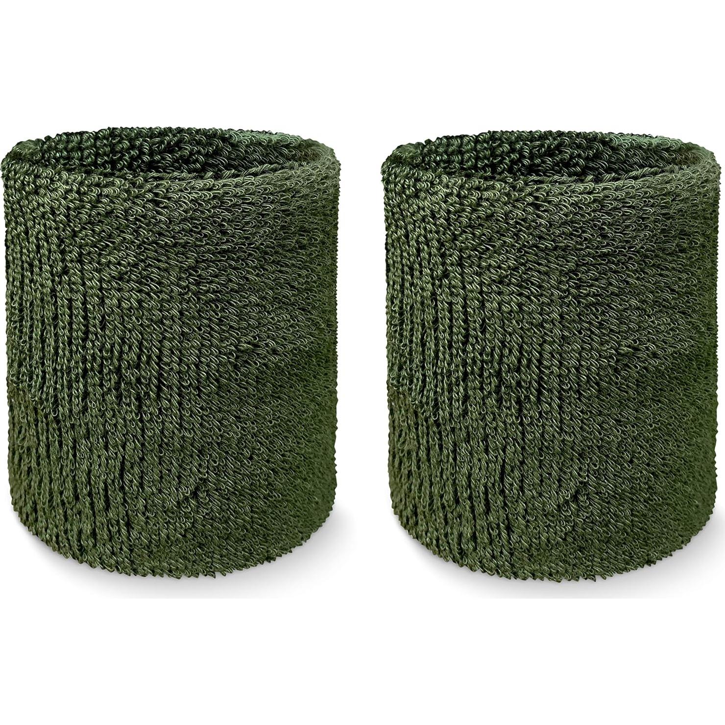 Muñequera Deportiva Couver WB104-MIX Algodón Verde Ejercito 1 Par