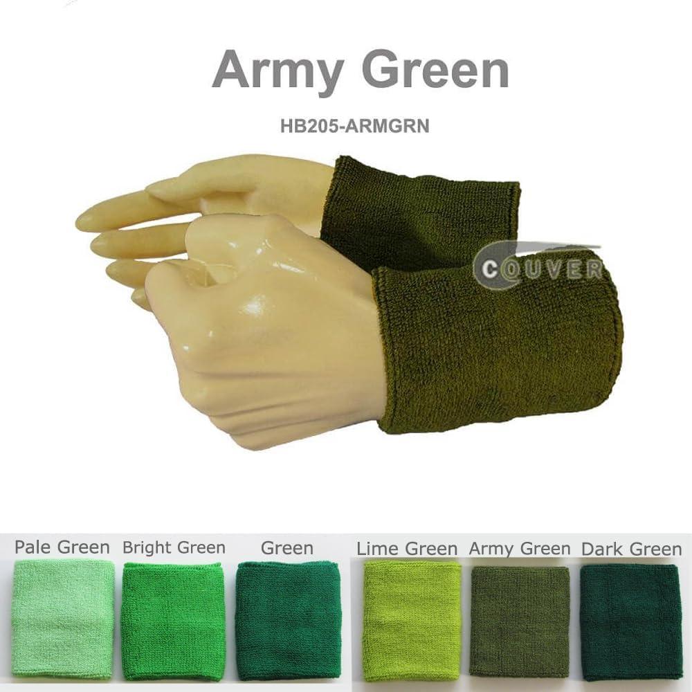 Muñequera Deportiva Couver WB104-MIX Algodón Verde Ejercito 1 Par
