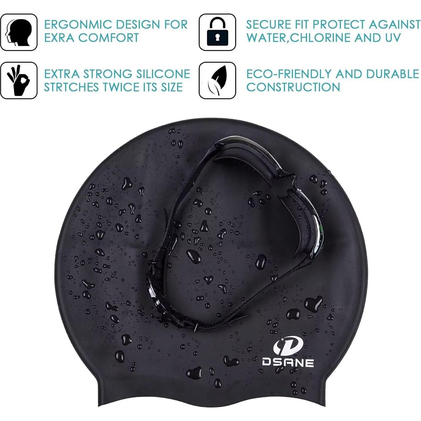 Gorro de natación extra grande Dsane unisex para cabello largo