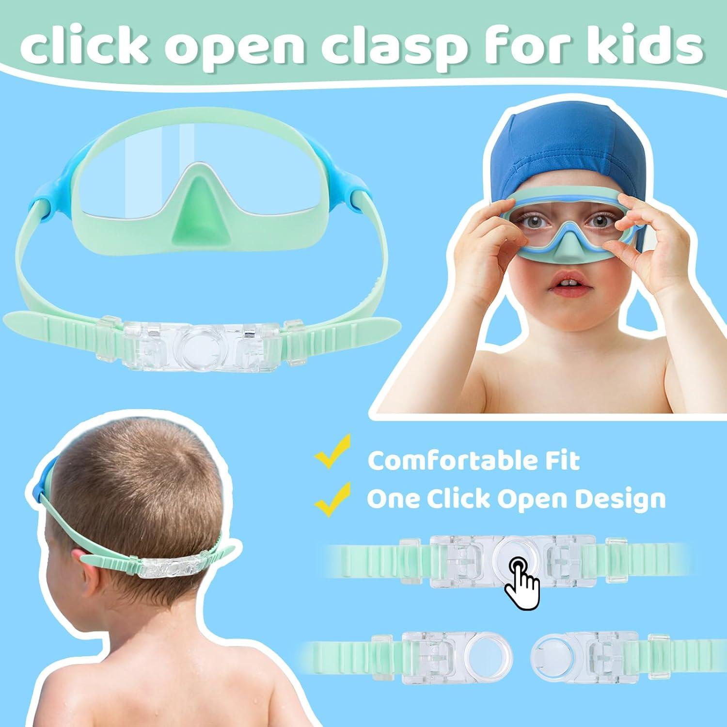 Gafas de Natación Vvinca para Niños 3-6 Años con Cubierta Nasal