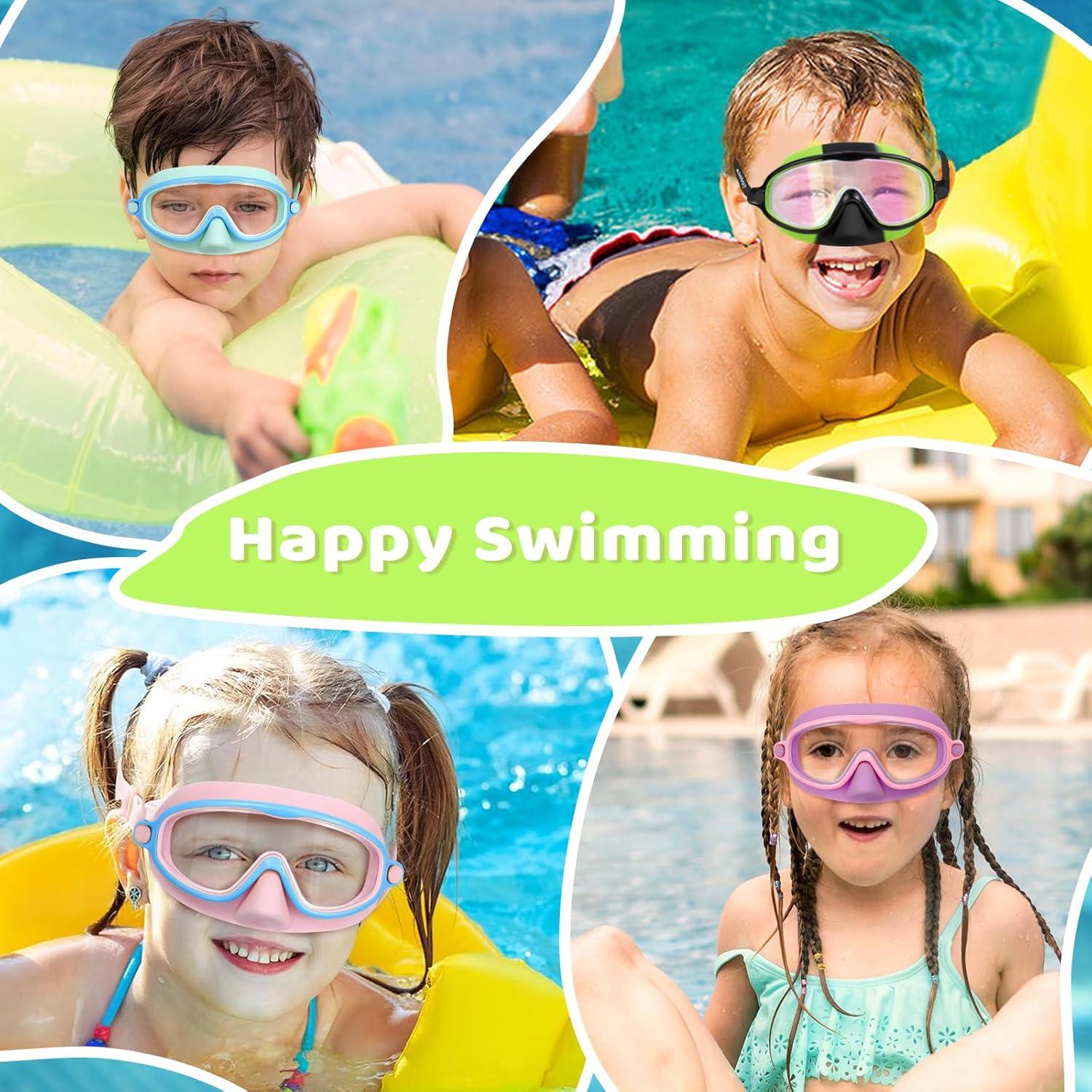 Gafas de Natación Vvinca para Niños 3-6 Años con Cubierta Nasal