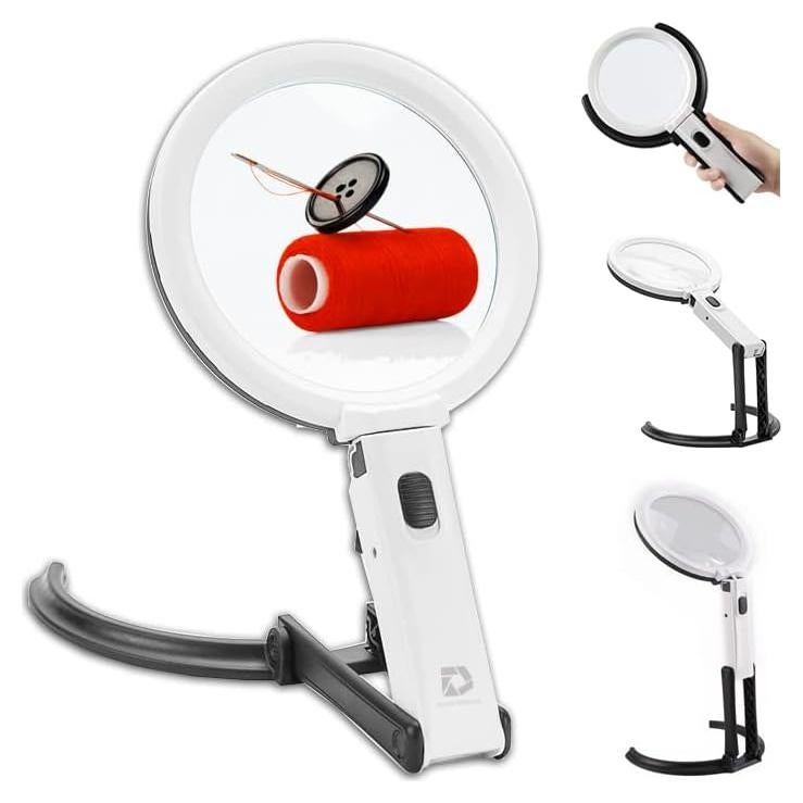 Lupa Plegable con Luz LED y Soporte Productos Deluxe 2x 5x