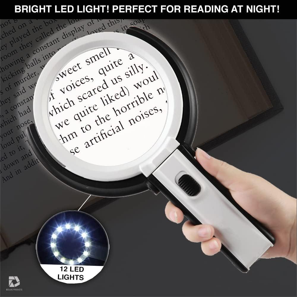 Lupa Plegable con Luz LED y Soporte Productos Deluxe 2x 5x