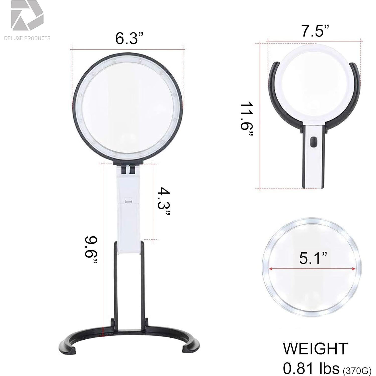 Lupa Plegable con Luz LED y Soporte Productos Deluxe 2x 5x