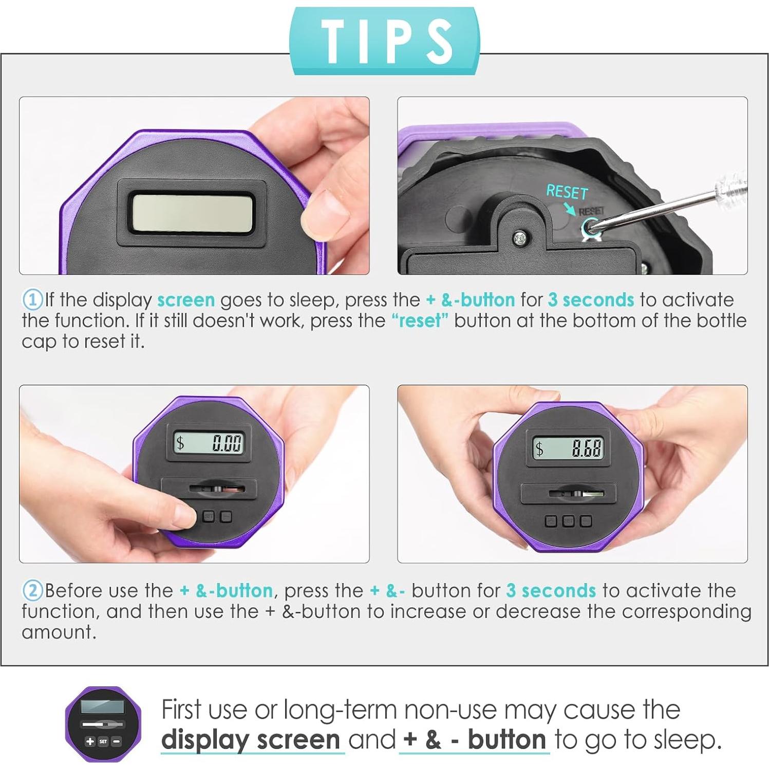 X-Large Piggy Bank for Adults Kids, Vcertcpl Digital Coin Counting Bank with LCD Counter, 2.4L Capacity, Great Coin Counter Bank Money Counting Jar with Total Amount Displayed (Gradient Purple)