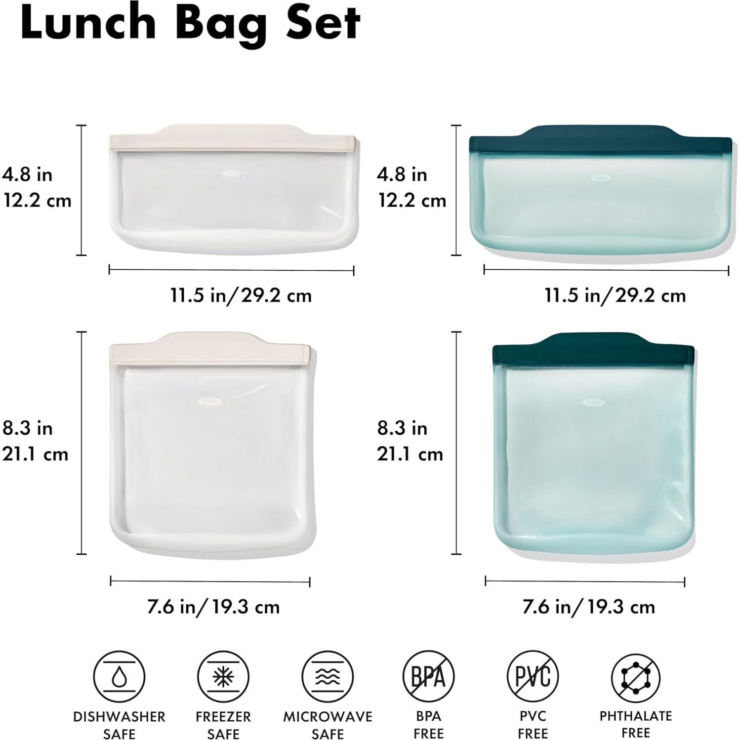Set de Almuerzo OXO Good Grips - 4 Bolsas Silicona Reutilizables