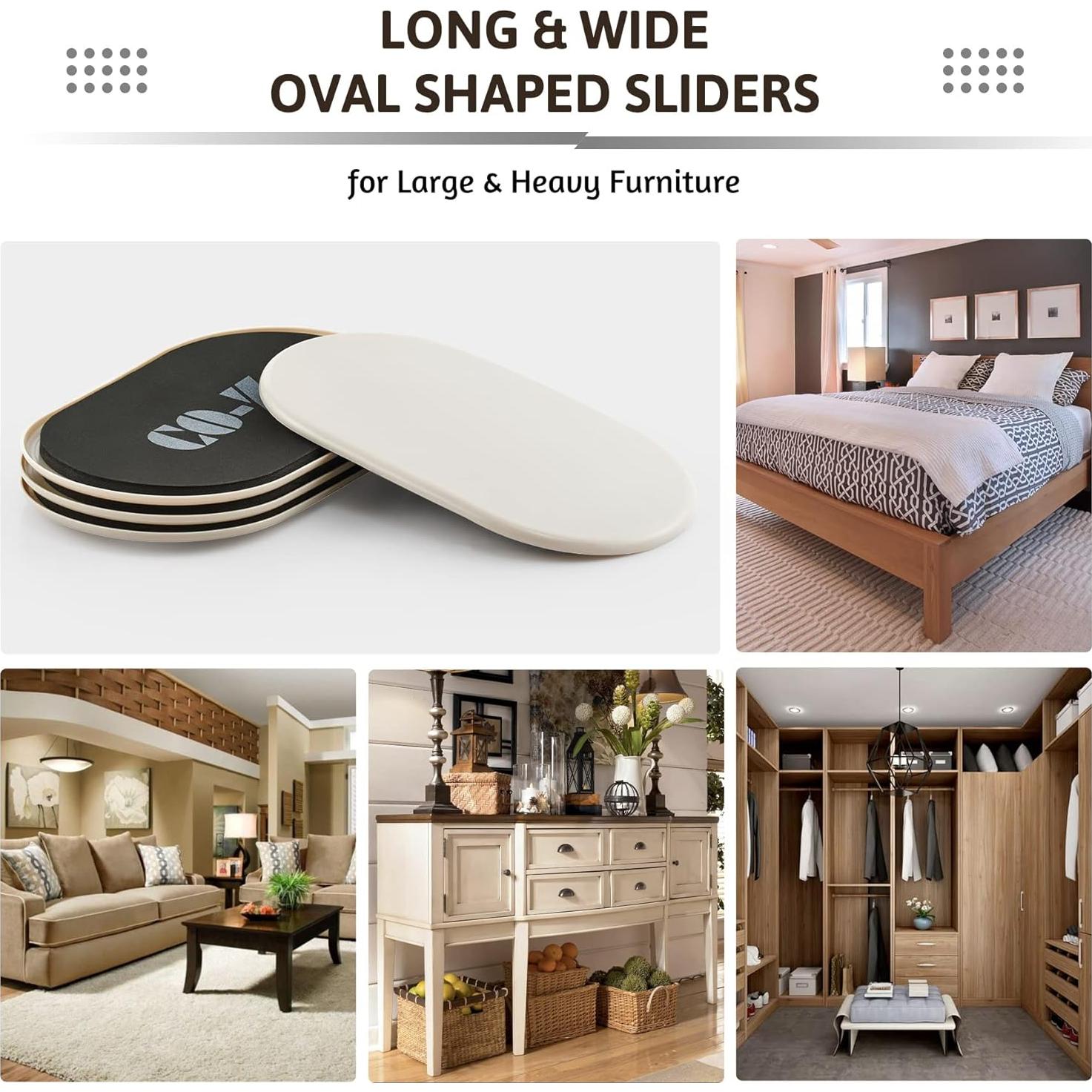 Deslizadores de Muebles Ovalados CO-Z 24.1 cm - Paquete de 4