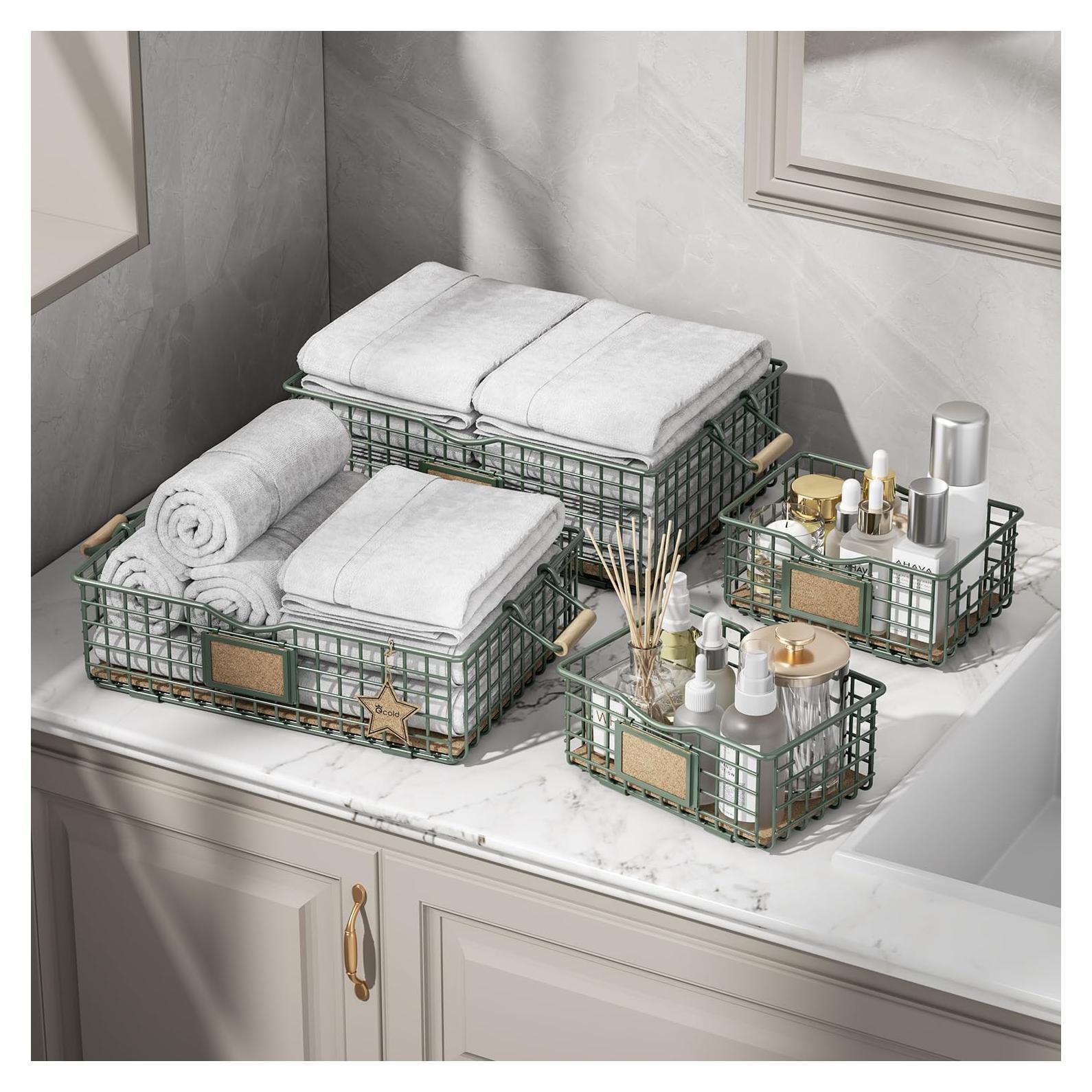 Set de 4 Cestas de Almacenamiento Qcold Verde Salvia