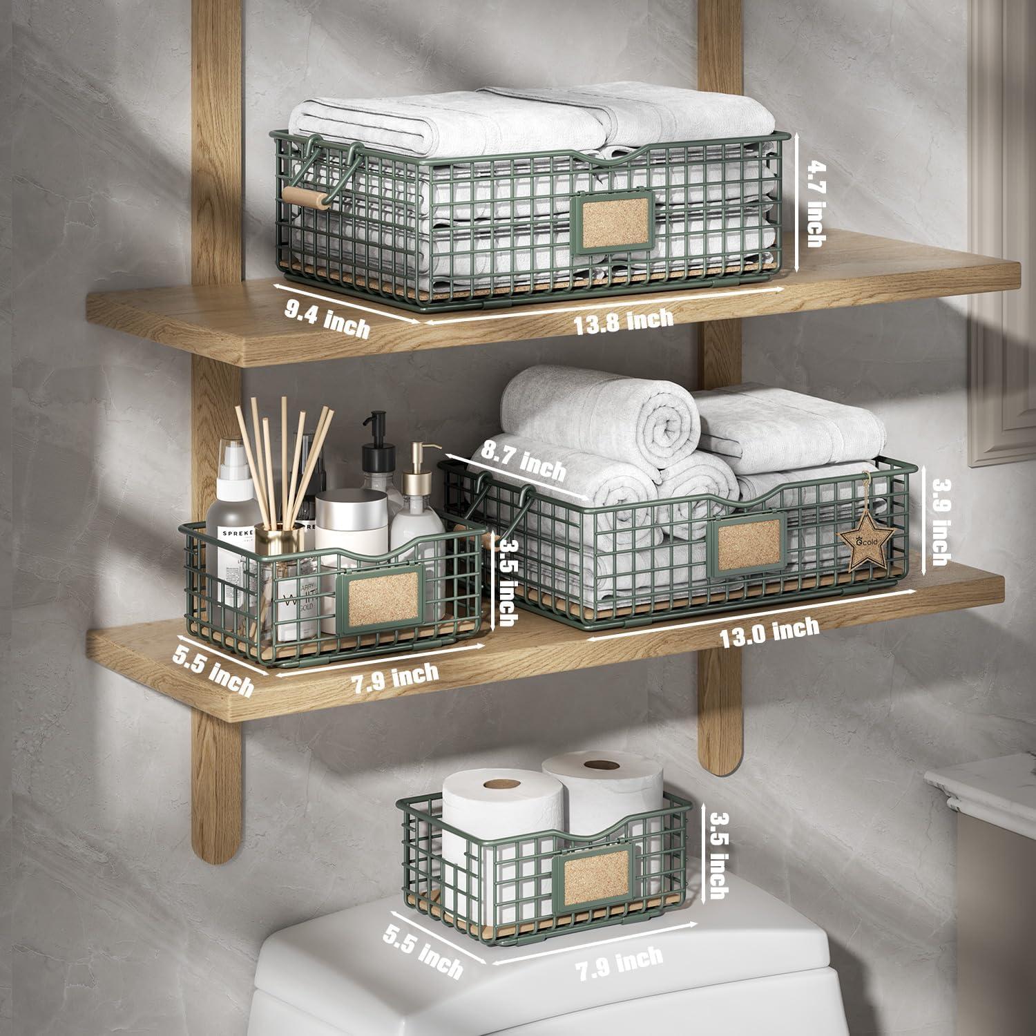 Set de 4 Cestas de Almacenamiento Qcold Verde Salvia