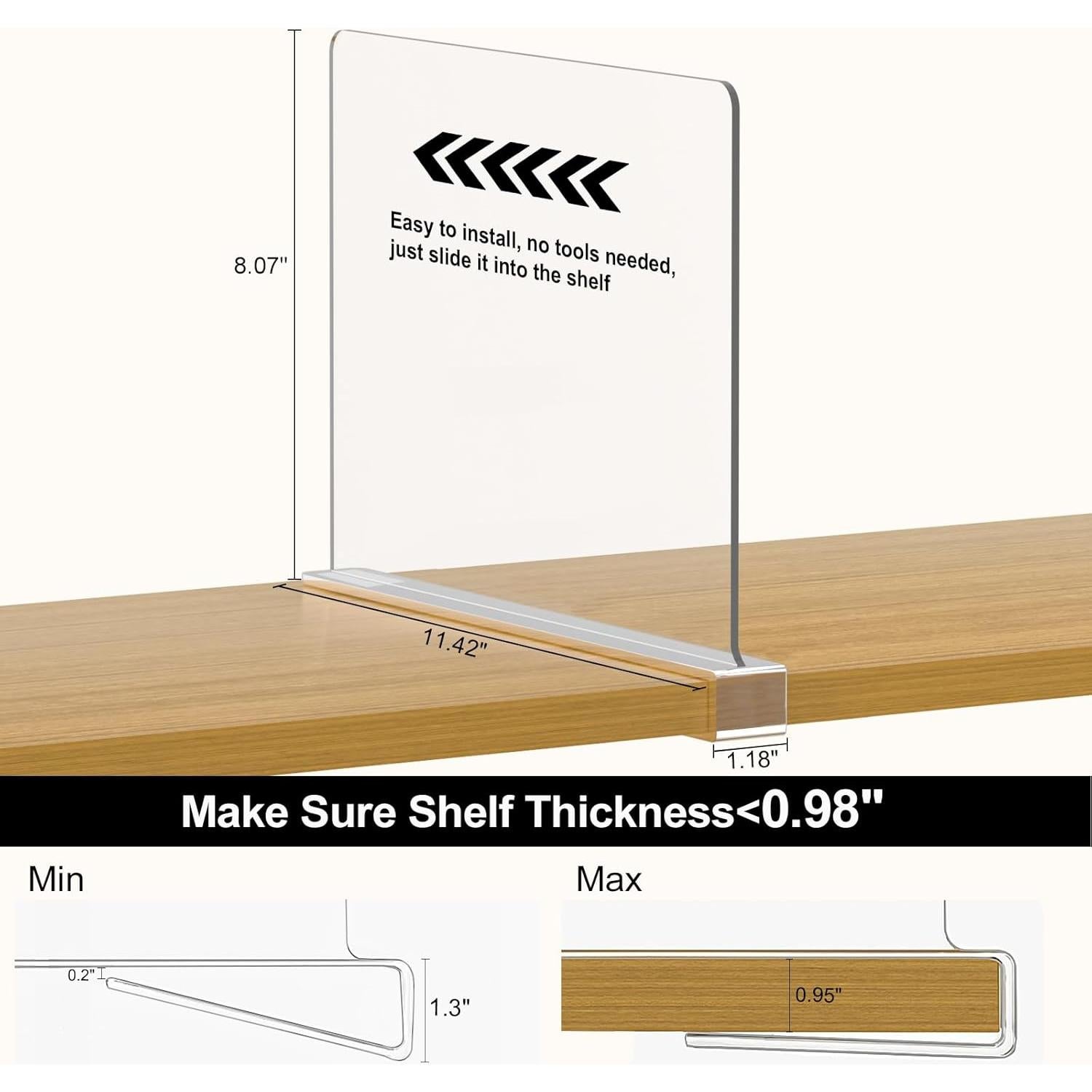 Divisores de Estante Organizador de Bolsos SortNStore - 6 Piezas