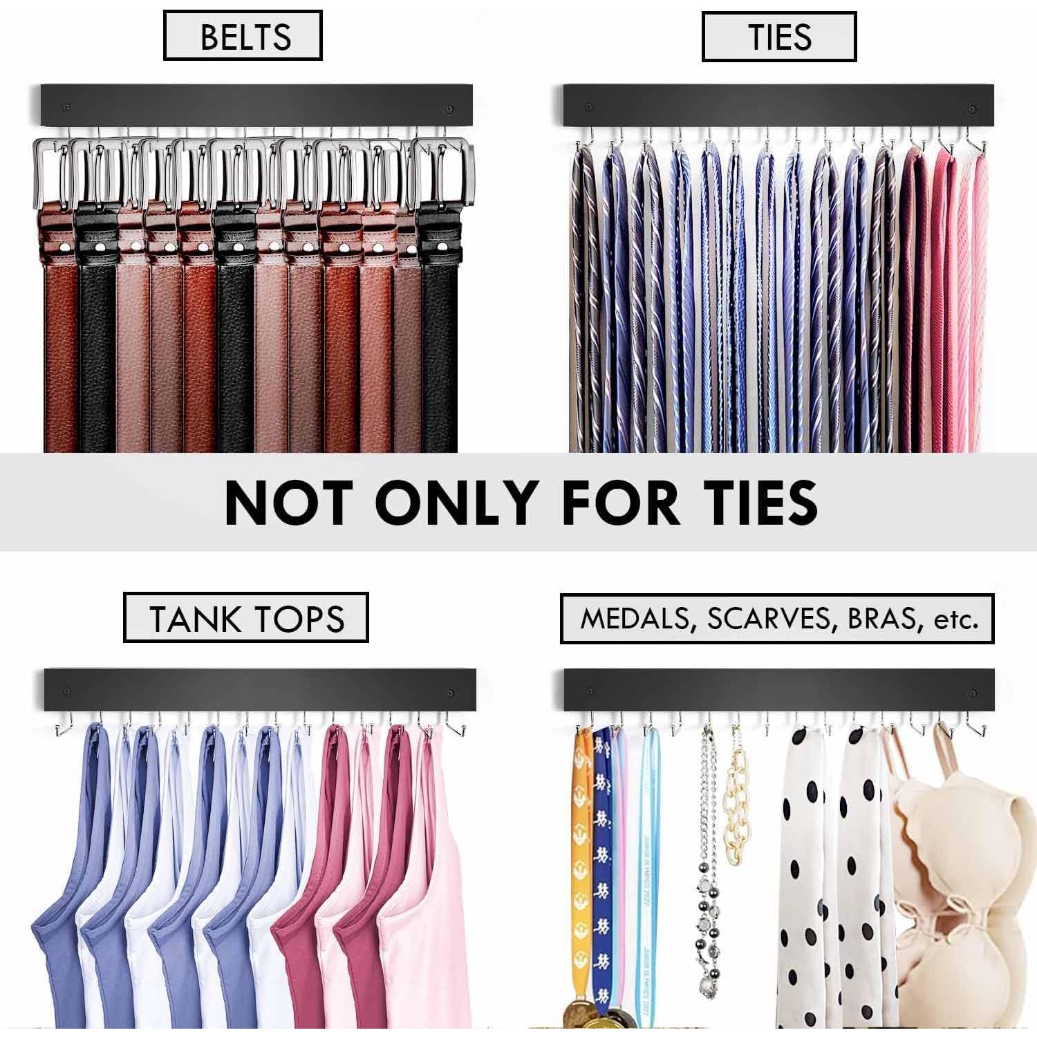 Organizador de Corbatas y Cinturones KEOAMG 2Pack Negro