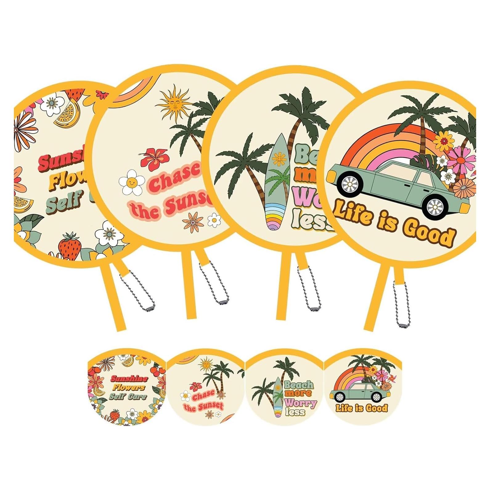 Paquete de 4 Abanicos de Mano SUJJY Plegables 20 cm Amarillo