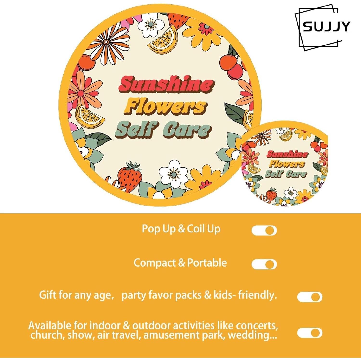 Paquete de 4 Abanicos de Mano SUJJY Plegables 20 cm Amarillo