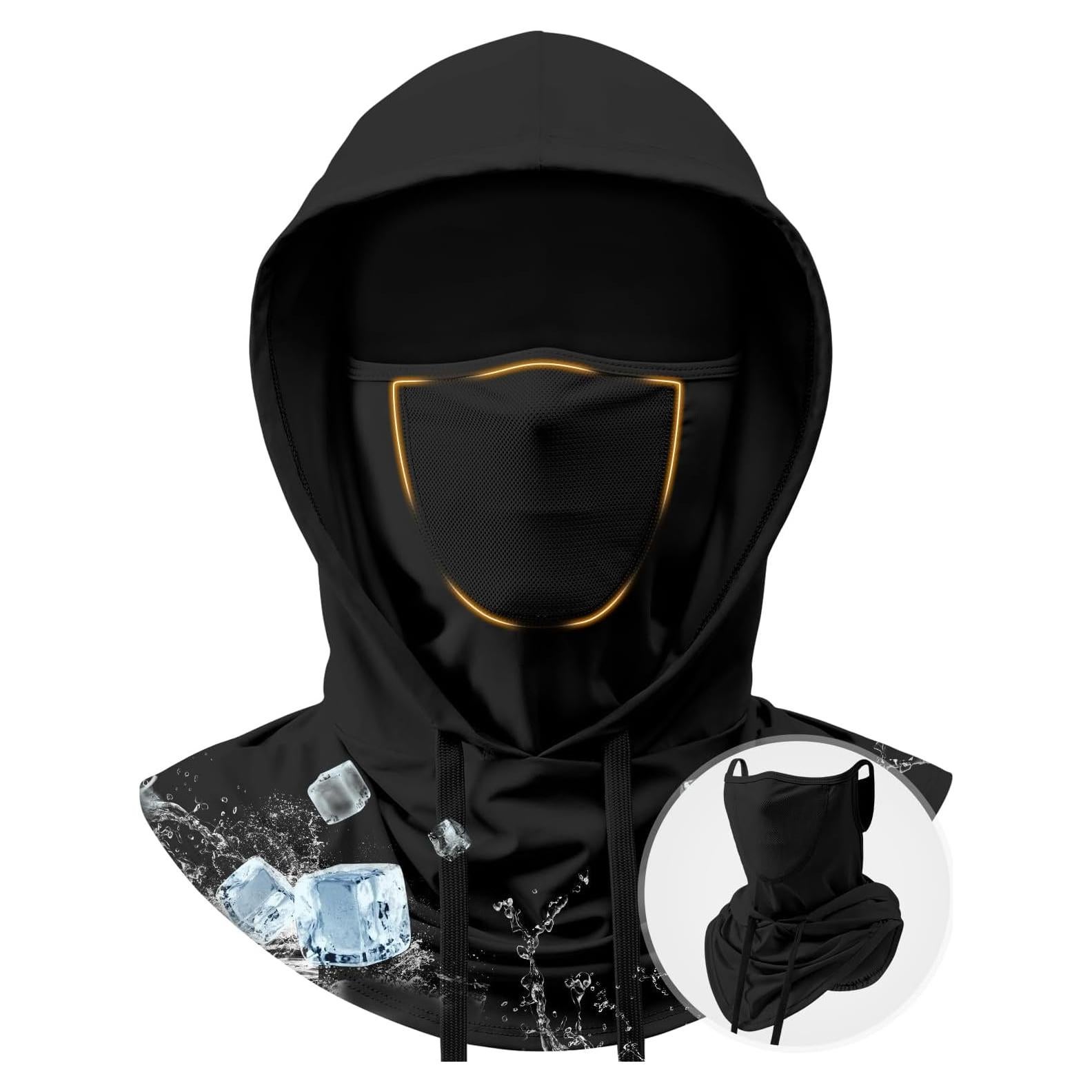 Mascarilla Balaclava Transpirable 3-en-1 UV Negra para Hombres