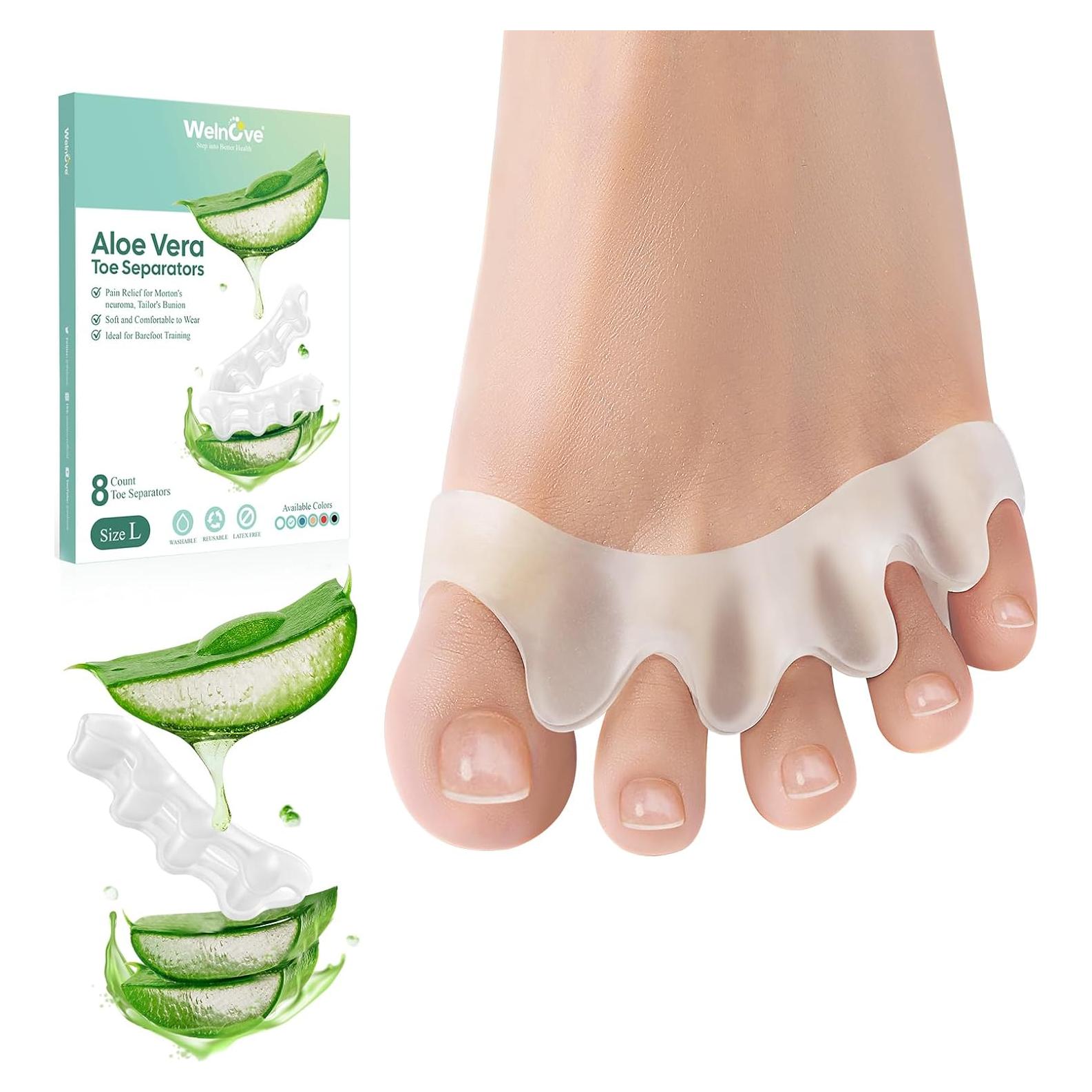 Separadores de Dedos Welnove - 8 Piezas de Silicona con Aloe Vera