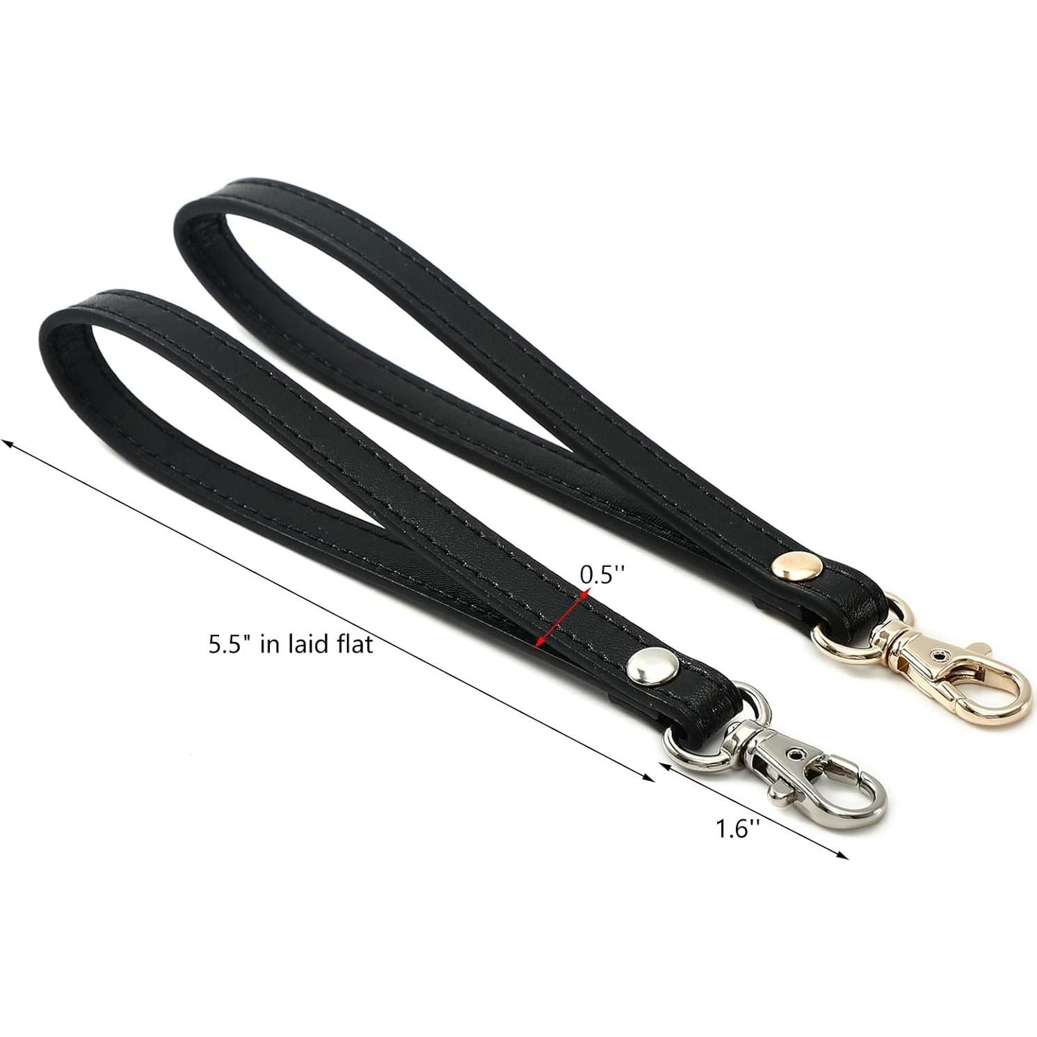 Correa de muñeca de cuero negro para bolso y celular