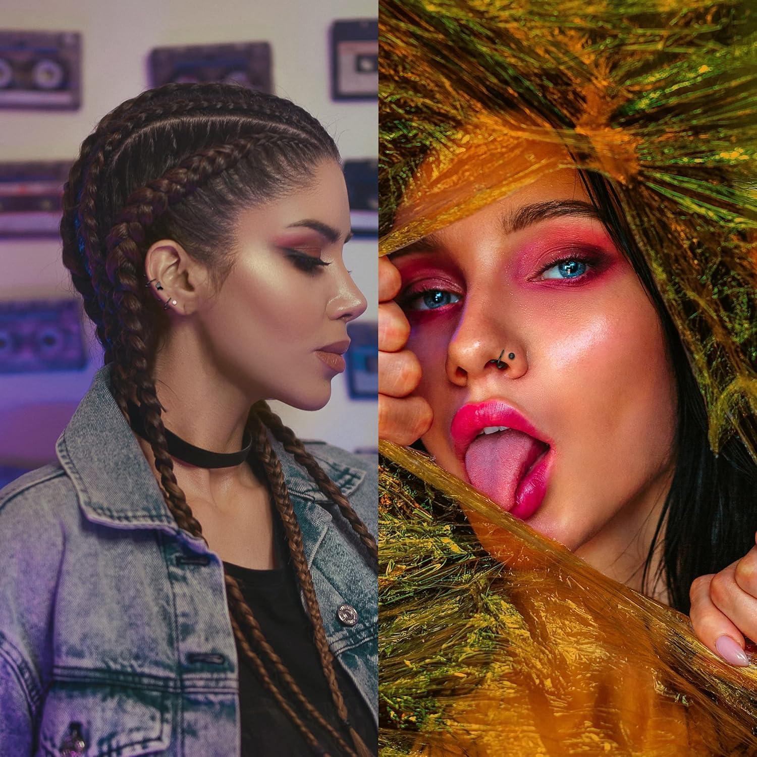 Aros de Nariz Doble FASACCO 16Pcs Acero Inoxidable 20G