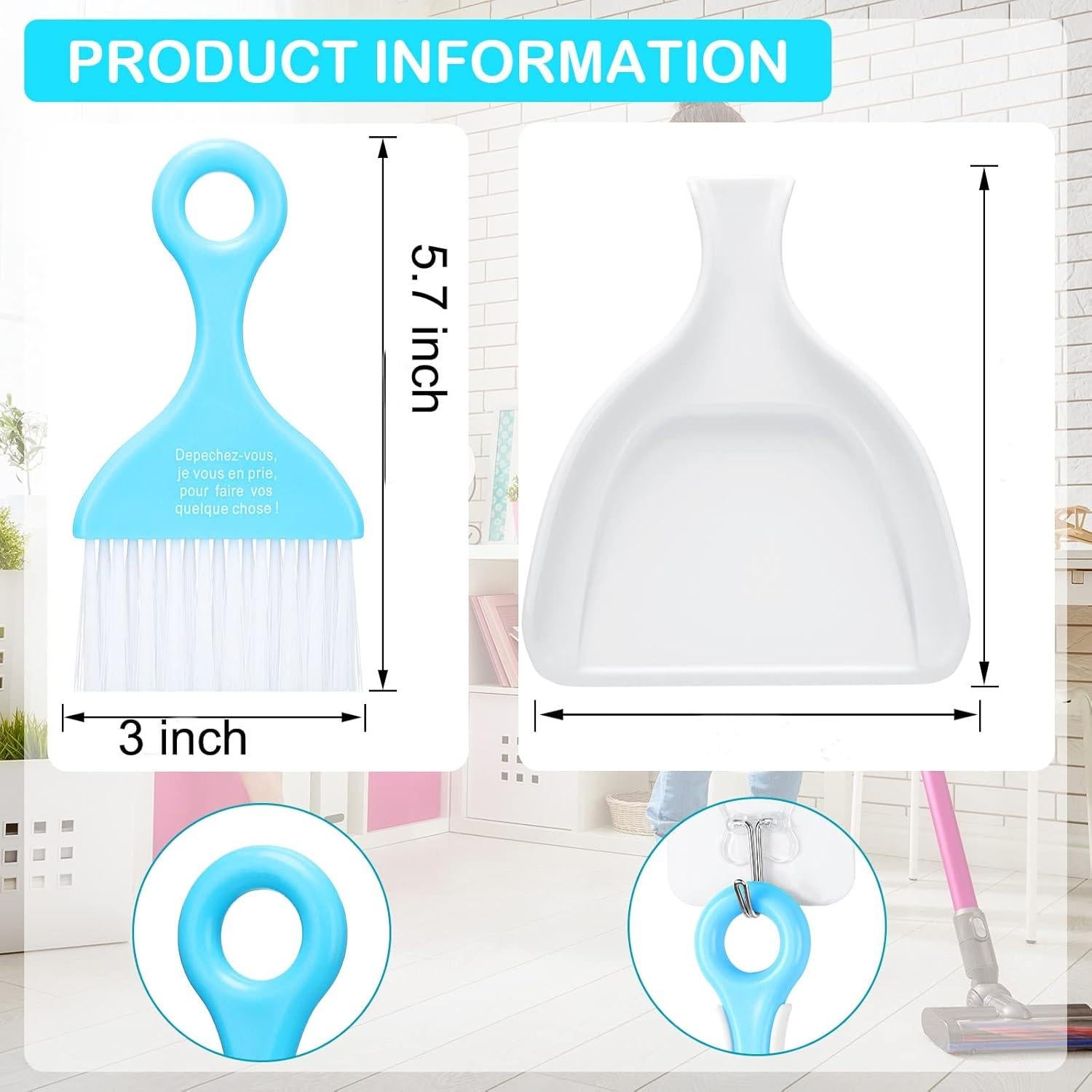 Juego de Escoba y Recogedor Mini CHENGU - 3 Piezas Colores