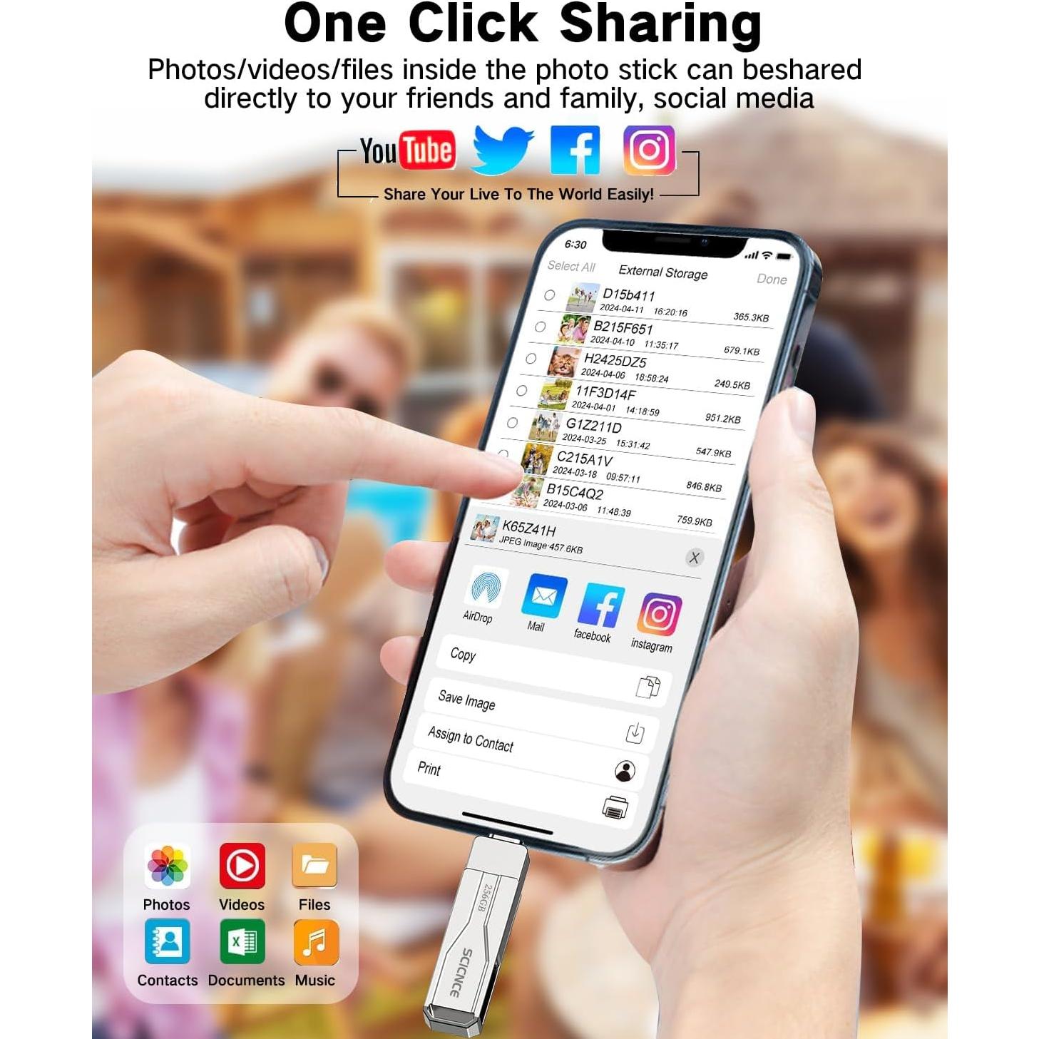 Unidad Flash USB 256GB SCICNCE para iPhone y iPad - Metal Plata