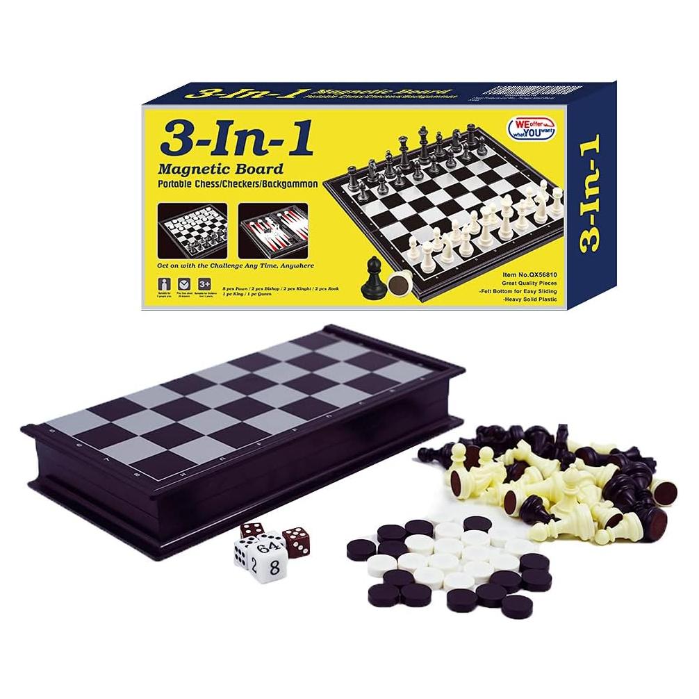 Juego de Ajedrez Magnético 3 en 1 WE - Viaje 25.4 cm