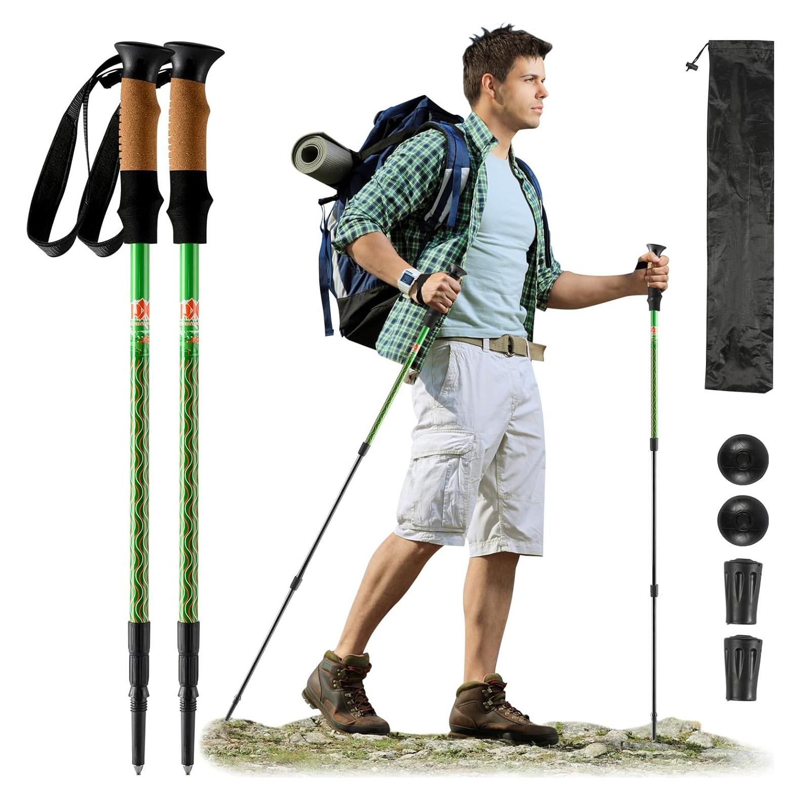 Bastones de Senderismo HXE de Fibra de Carbono Ajustables 2 Piezas