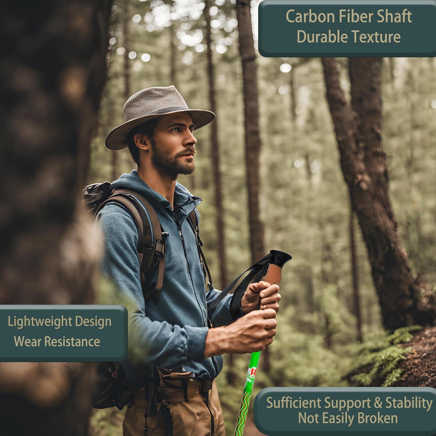 Bastones de Senderismo HXE de Fibra de Carbono Ajustables 2 Piezas