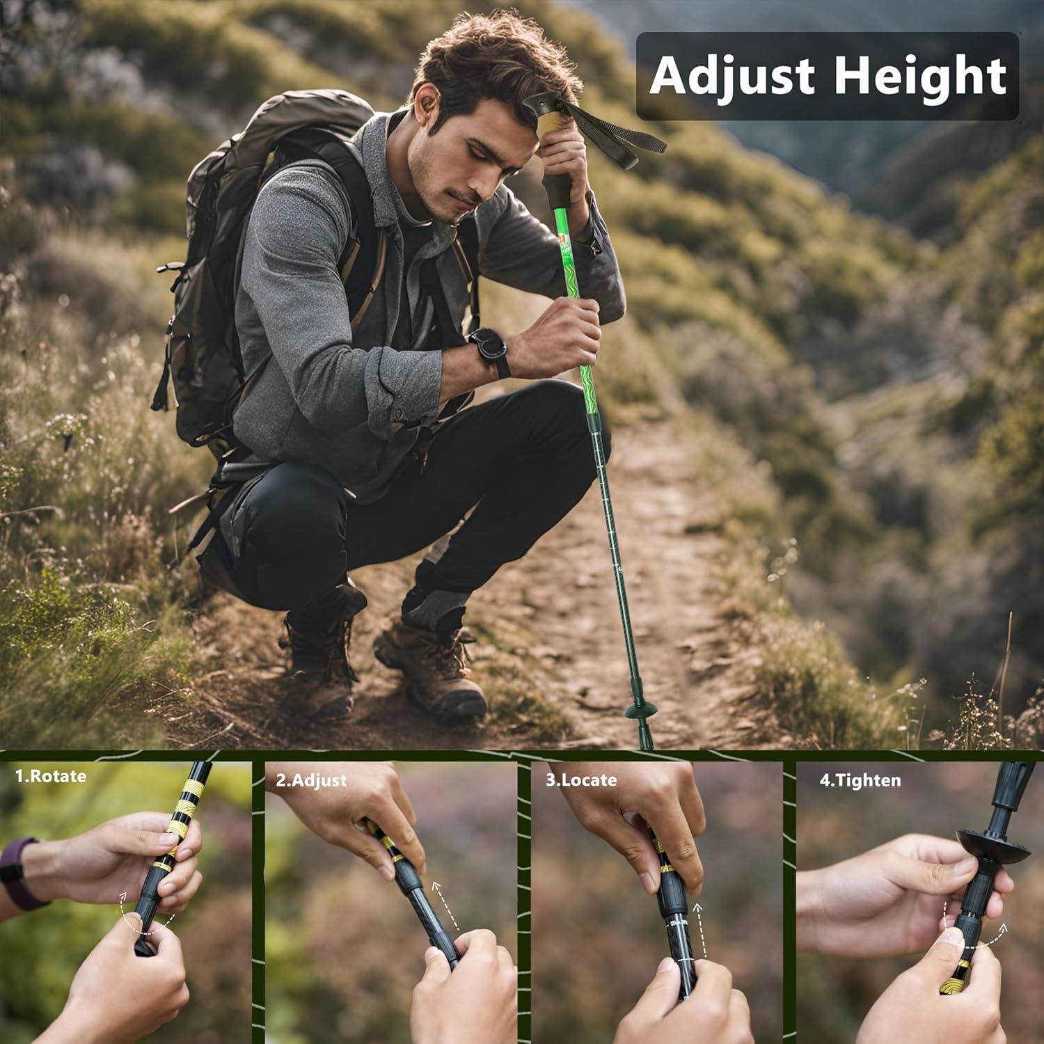 Bastones de Senderismo HXE de Fibra de Carbono Ajustables 2 Piezas