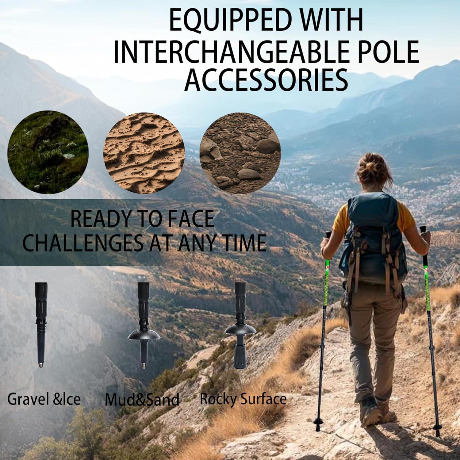 Bastones de Senderismo HXE de Fibra de Carbono Ajustables 2 Piezas