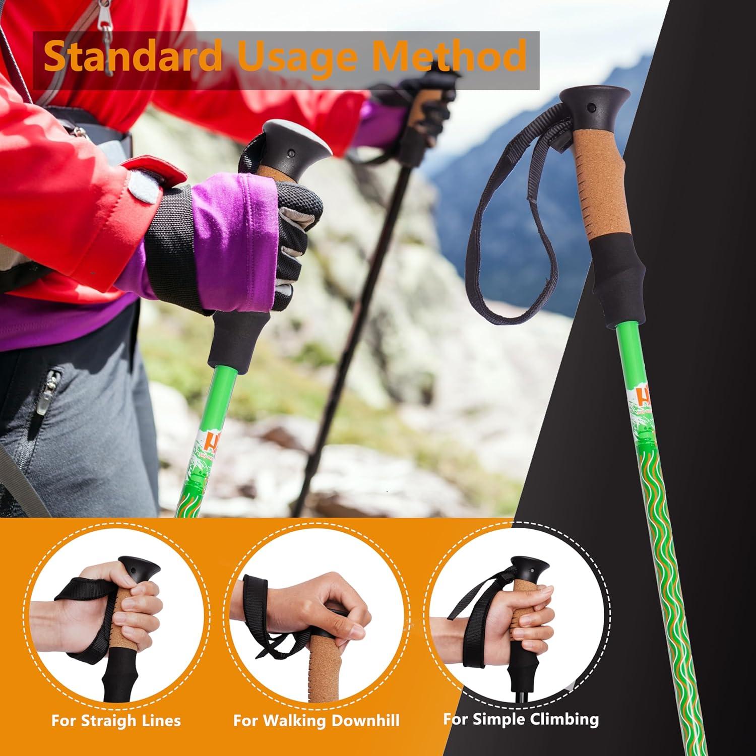 Bastones de Senderismo HXE de Fibra de Carbono Ajustables 2 Piezas