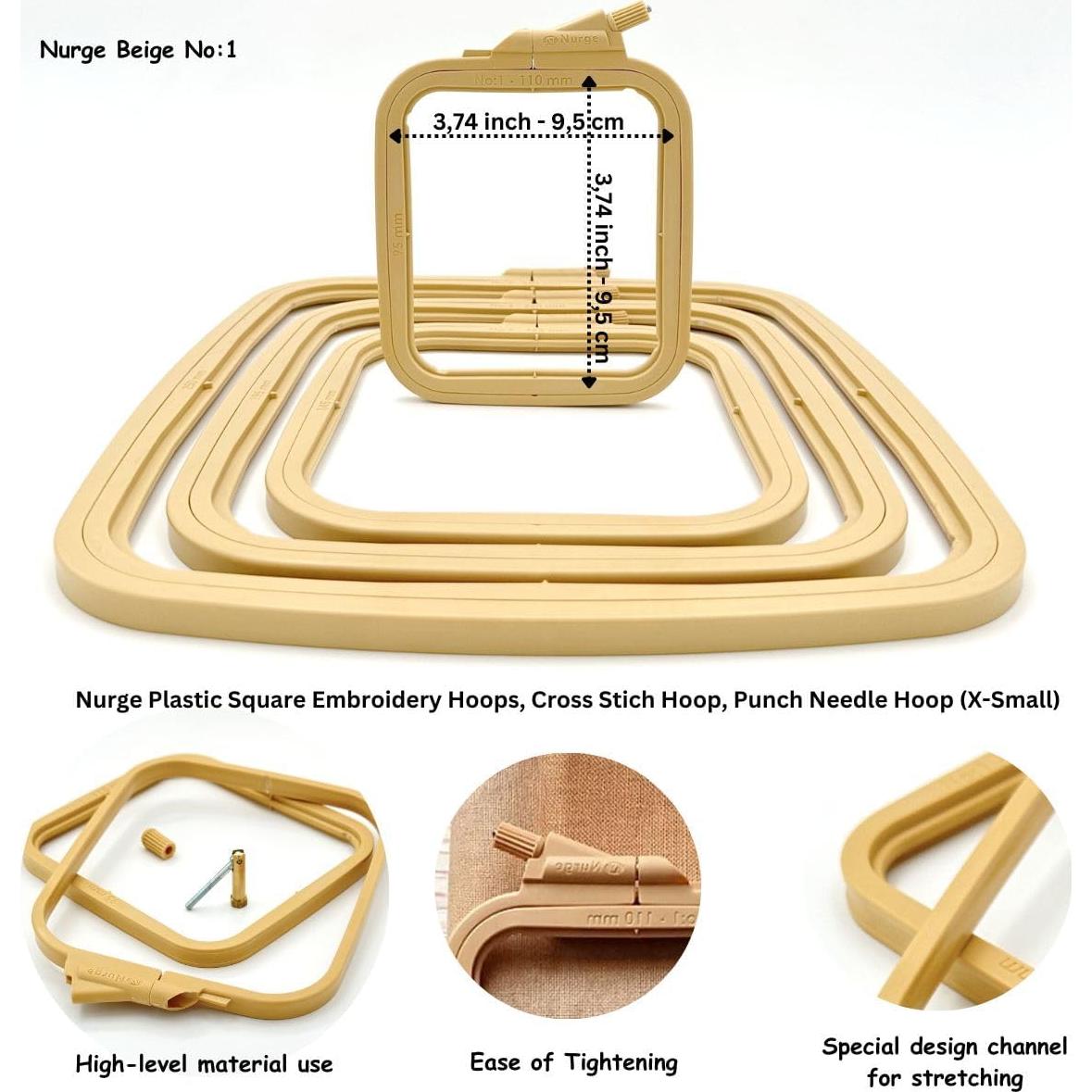 Aro de Bordado Cuadrado Nurge Beige X-Pequeño 95x110mm