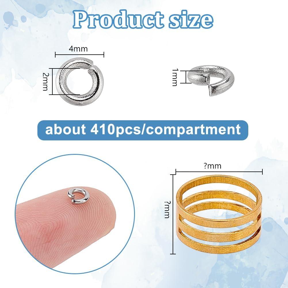 Anillos de Salto Abiertos PH PandaHall 4mm Acero Inoxidable 2400pcs