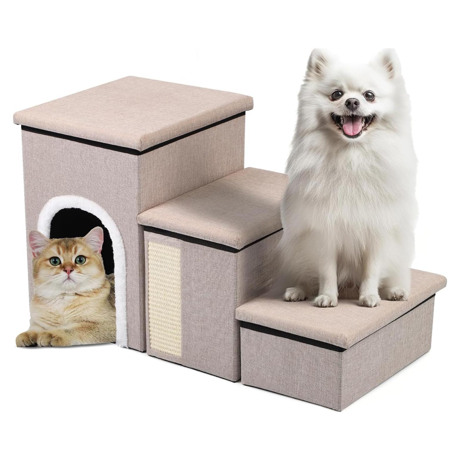 Escalones Plegables para Perros Shikha Beige 75x35x43cm
