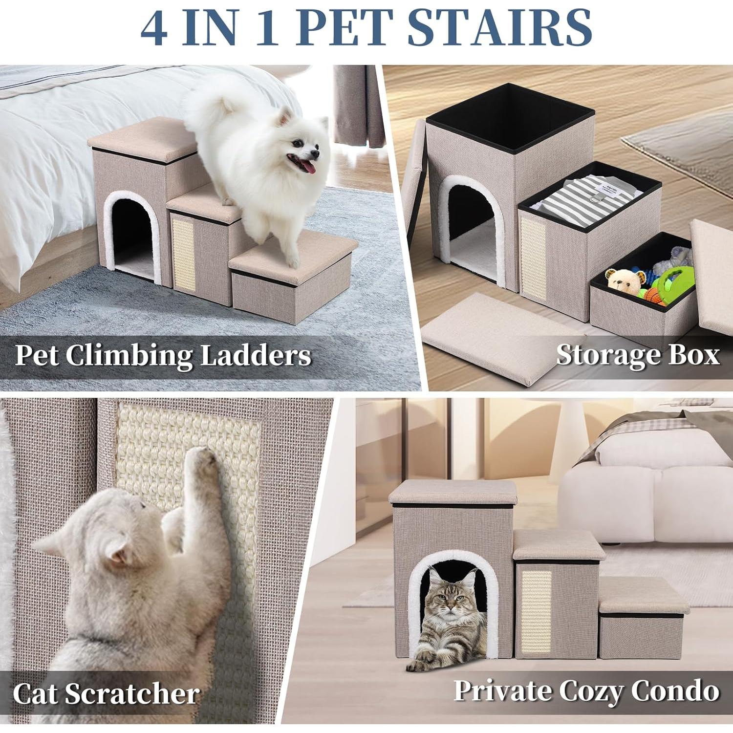 Escalones Plegables para Perros Shikha Beige 75x35x43cm