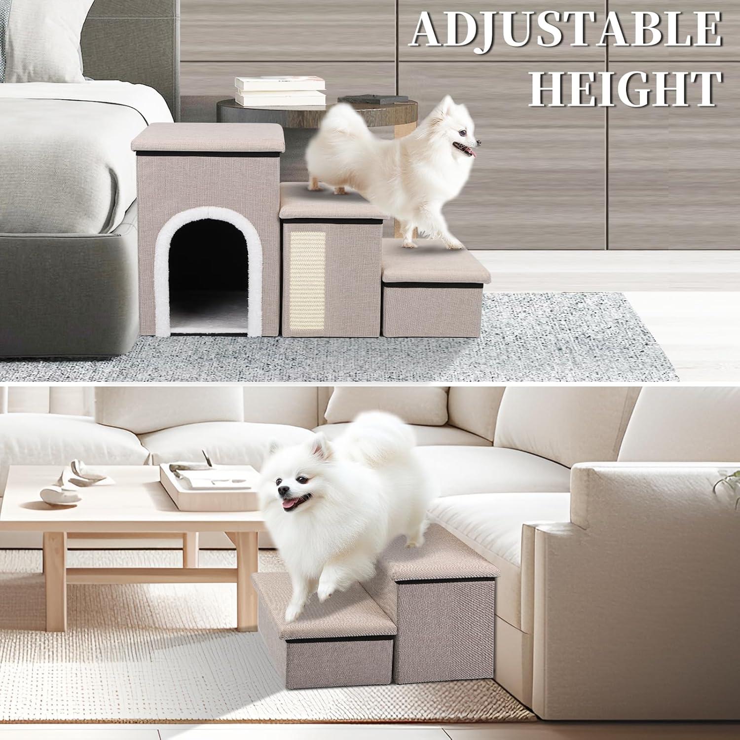 Escalones Plegables para Perros Shikha Beige 75x35x43cm