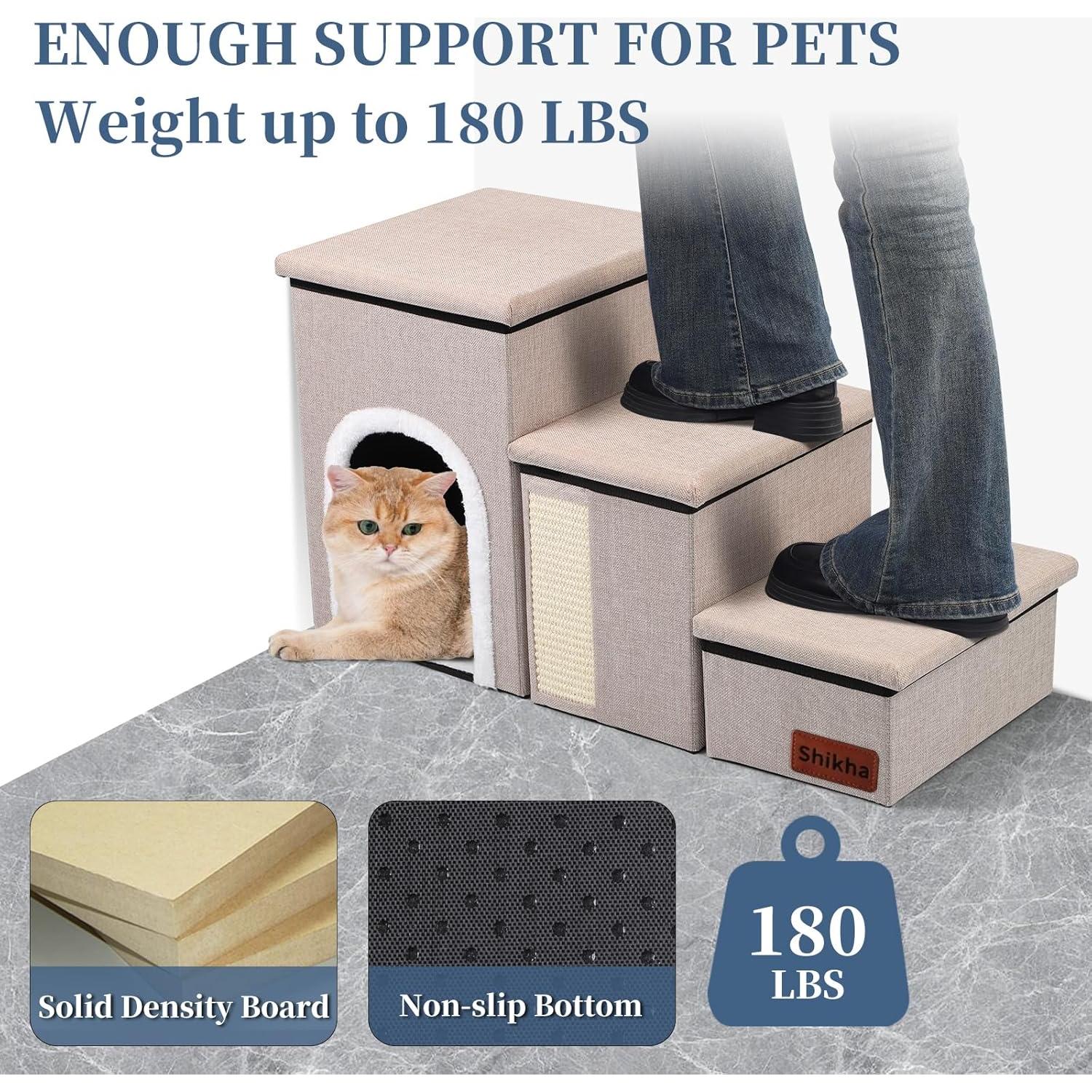 Escalones Plegables para Perros Shikha Beige 75x35x43cm