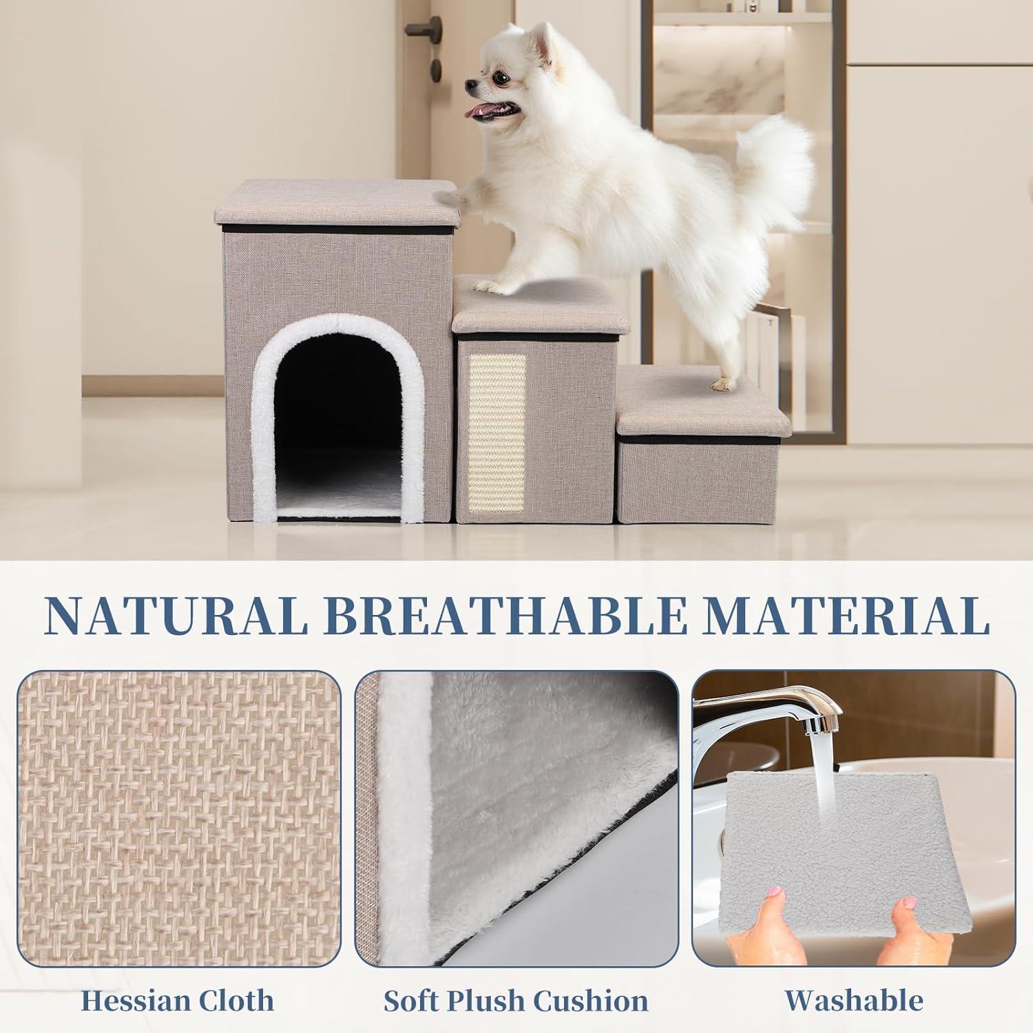 Escalones Plegables para Perros Shikha Beige 75x35x43cm